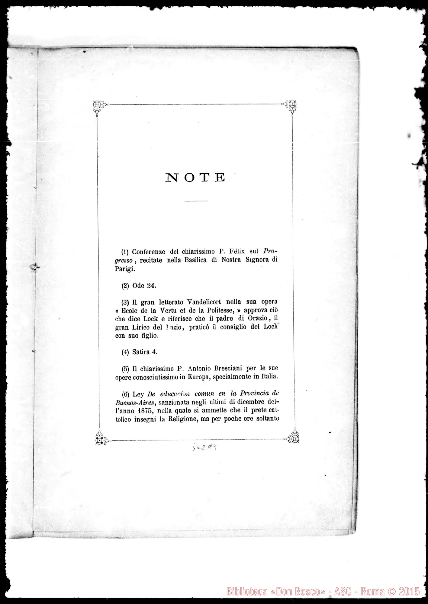 Fotogramma A 4 — Pensieri di D. Pietro Ceccarelli