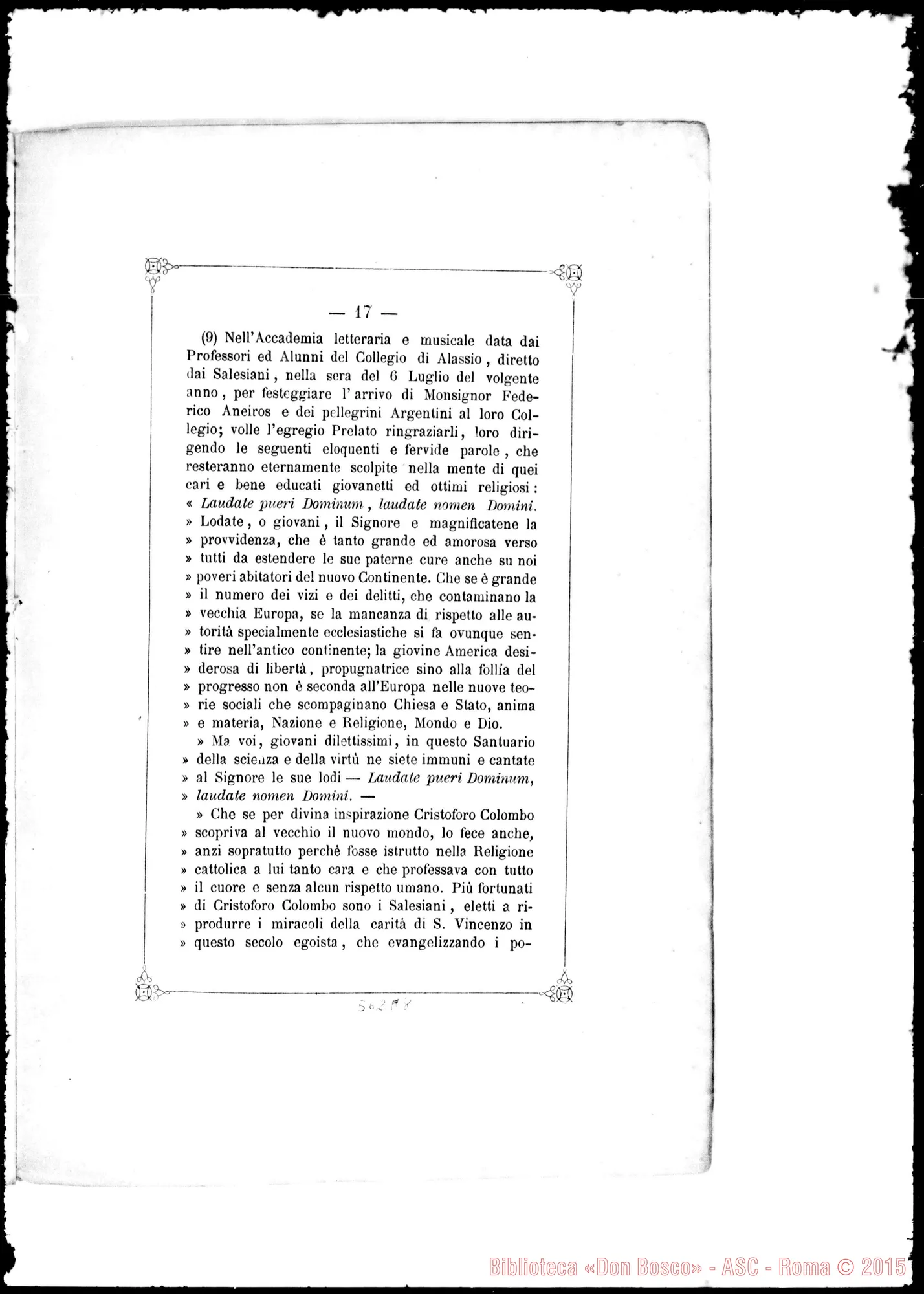 Fotogramma A 8 — Pensieri di D. Pietro Ceccarelli