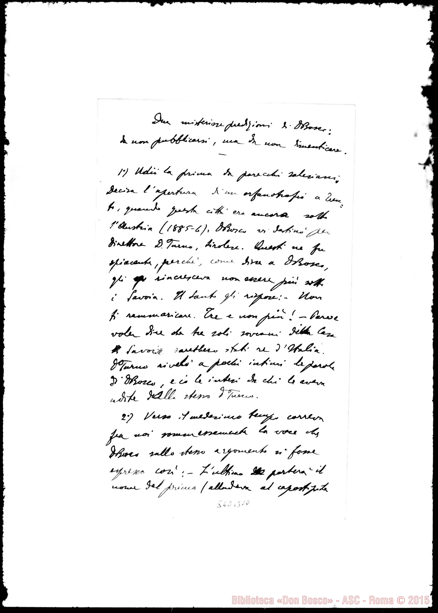 Fotogramma B 10 — Due misteriose predizioni di D. Bosco