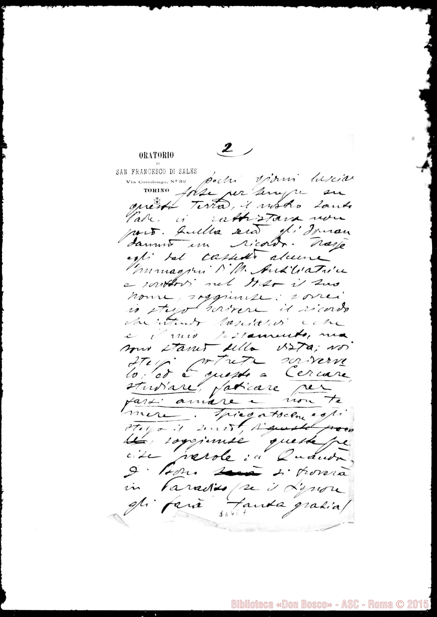 Fotogramma E 7 — Cogliolo Pietro, sac. SDB: Relazione episodio della vita di D. Bosco