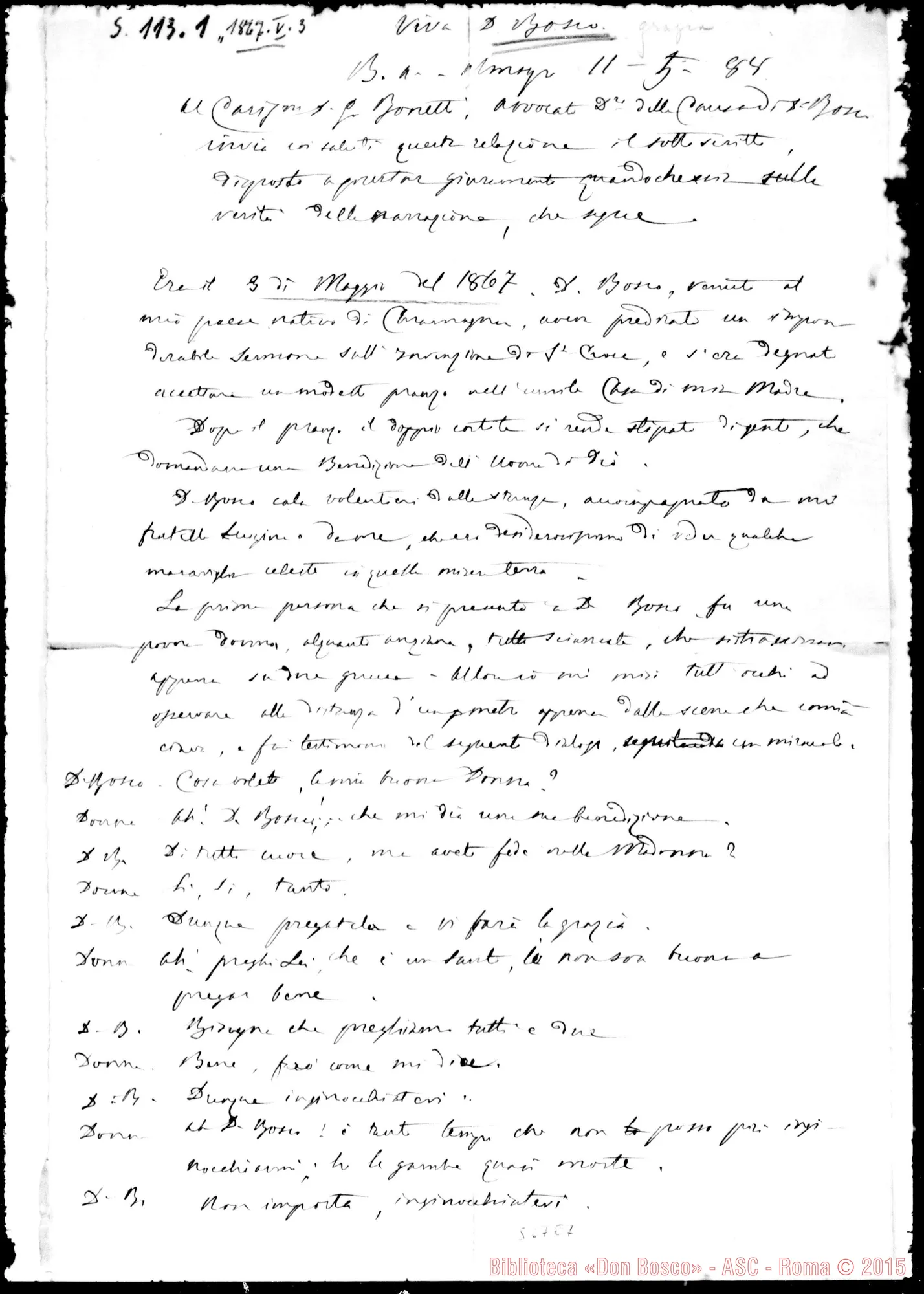 Fotogramma E 7 — Costamagna Giacomo, vesc. SDB: Relazione. Guarigione miracolosa