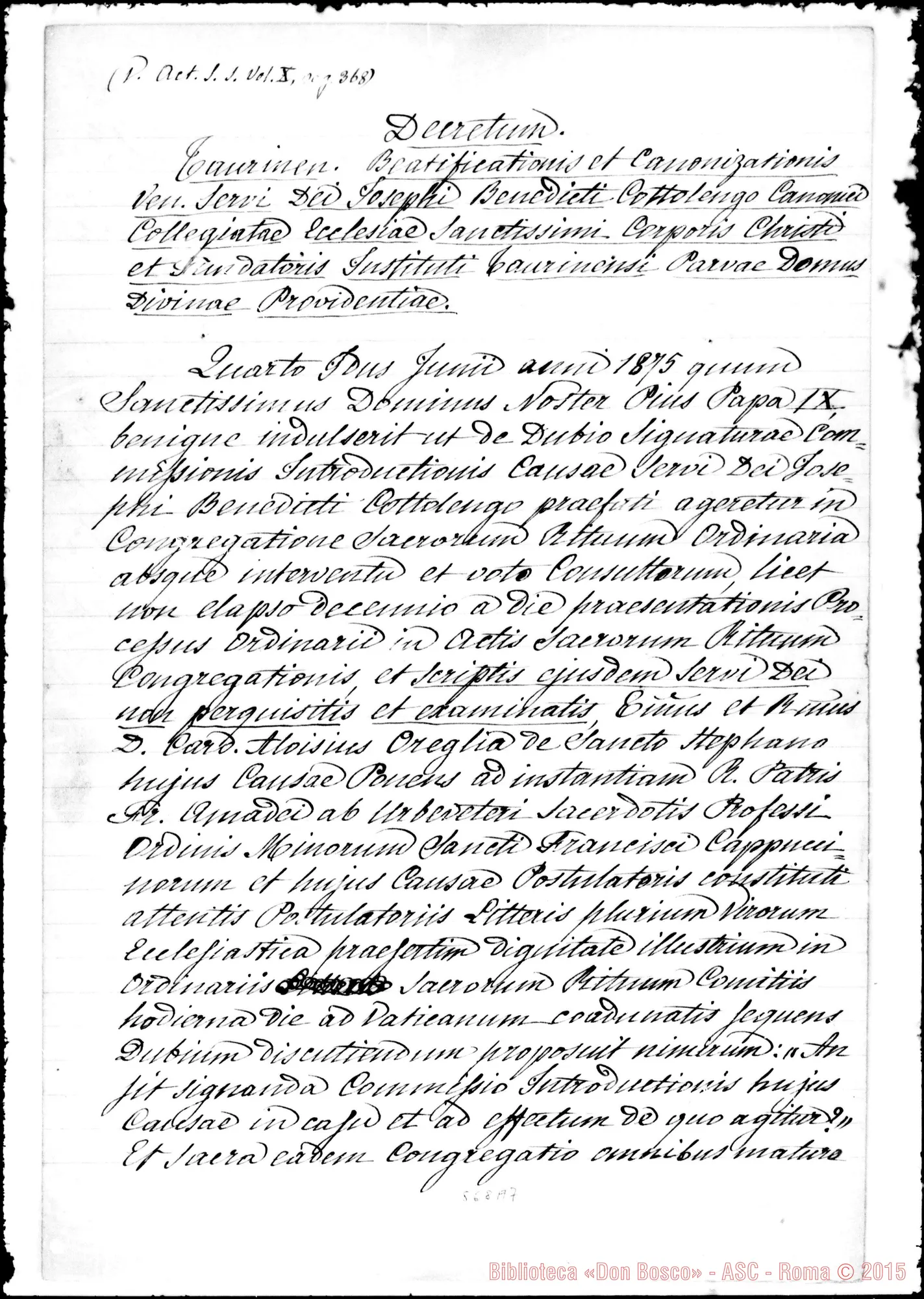 Fotogramma A 7 — Decretum Taurin. Beatificationis…