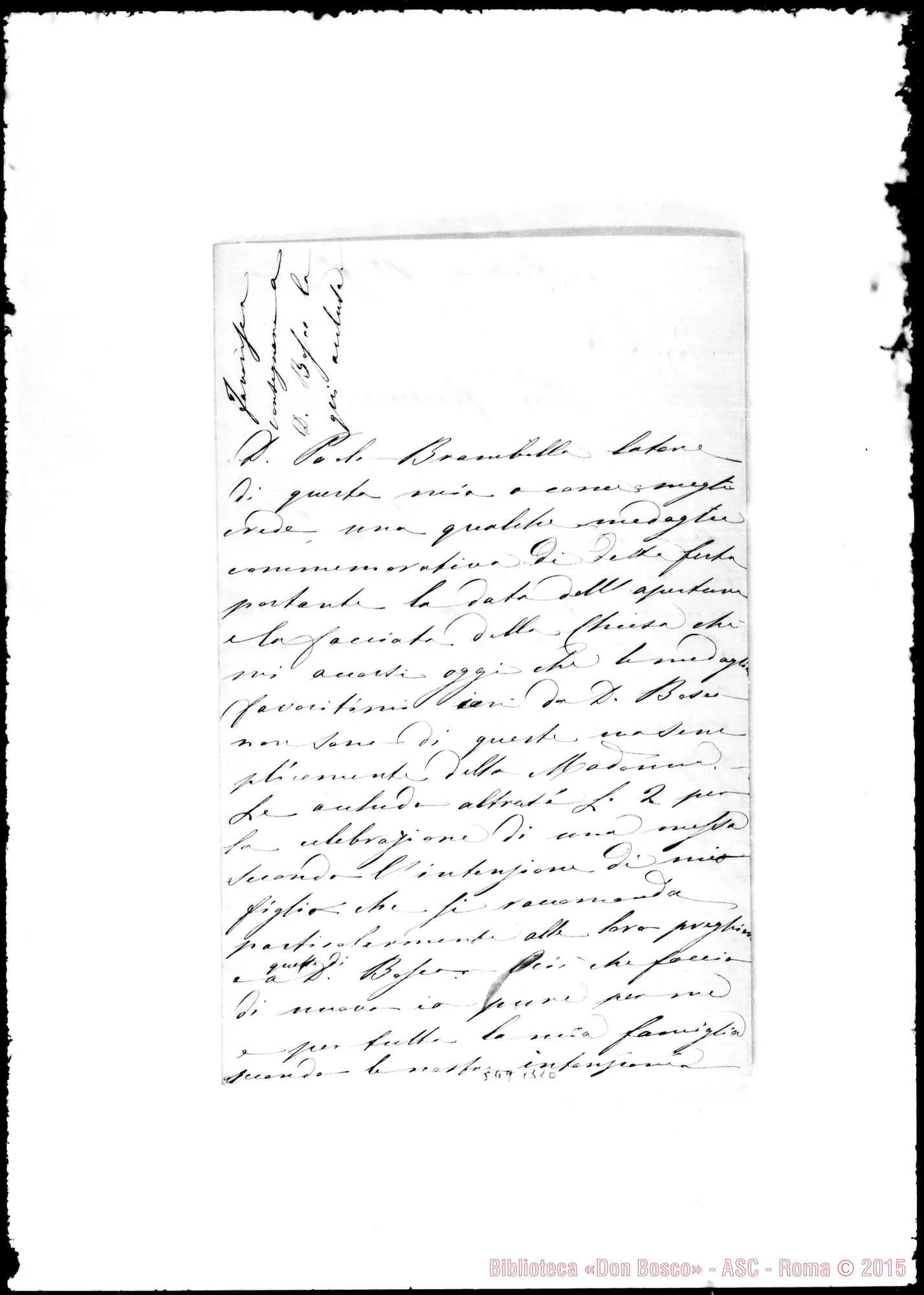 Fotogramma B 10 — Dal Verme Teresa, contessa. Lettera: Dal Verme-Cav. Oreglia