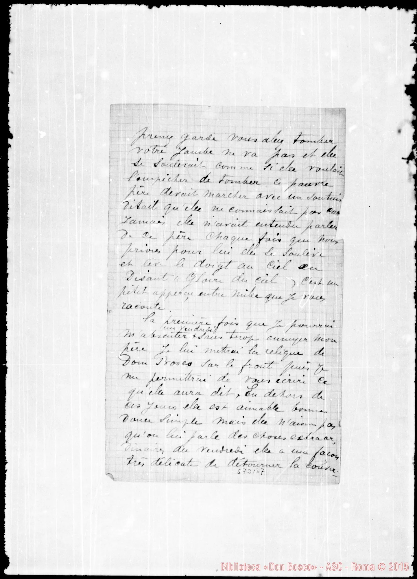 Fotogramma B 7 — Deleuzière Leonie. Lettera: Deleuzière-Très Révérend Pére