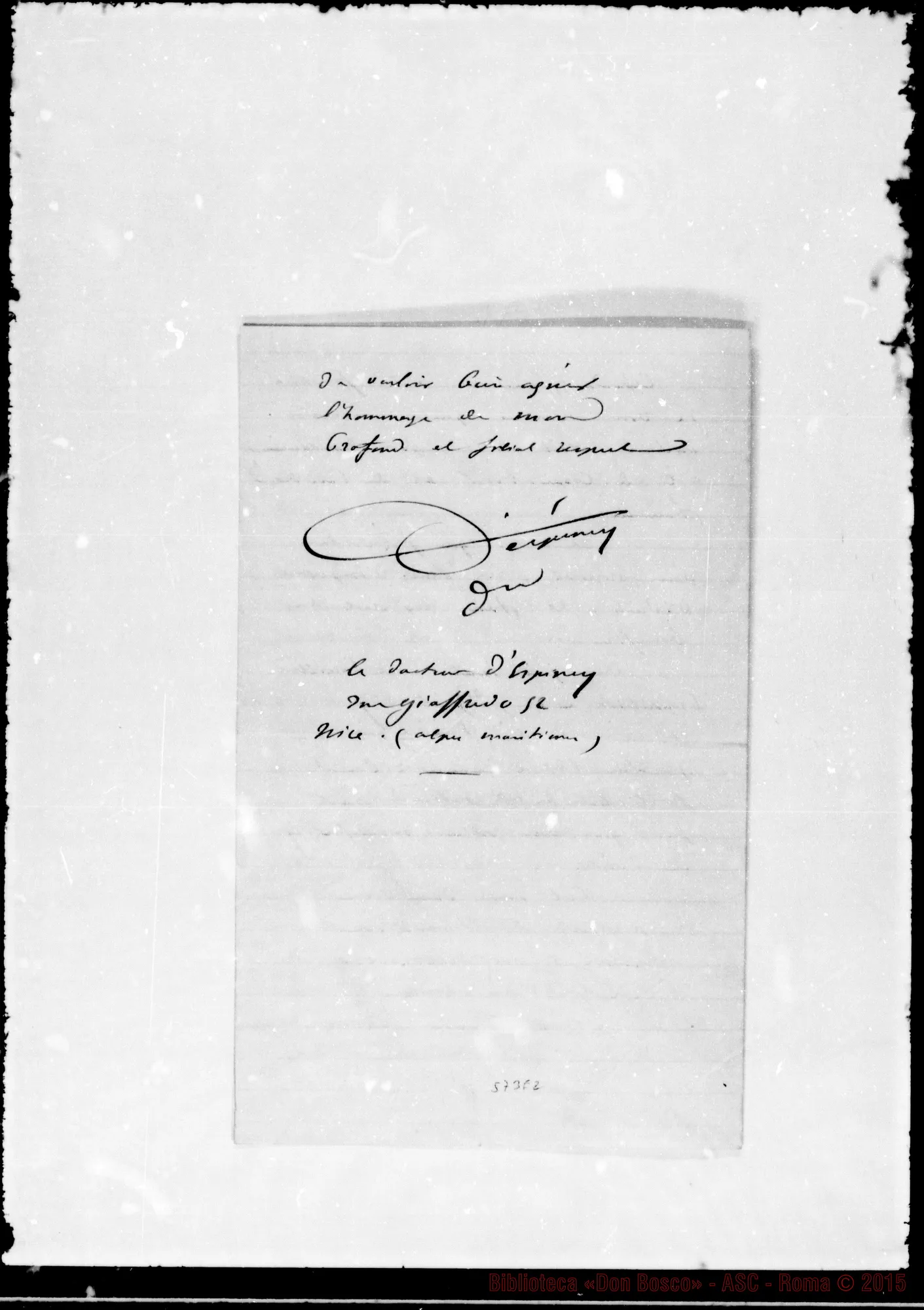 Fotogramma E 2 — D’Espiney Charles. Lettere: D’Espiney-Mon très honoré Pére