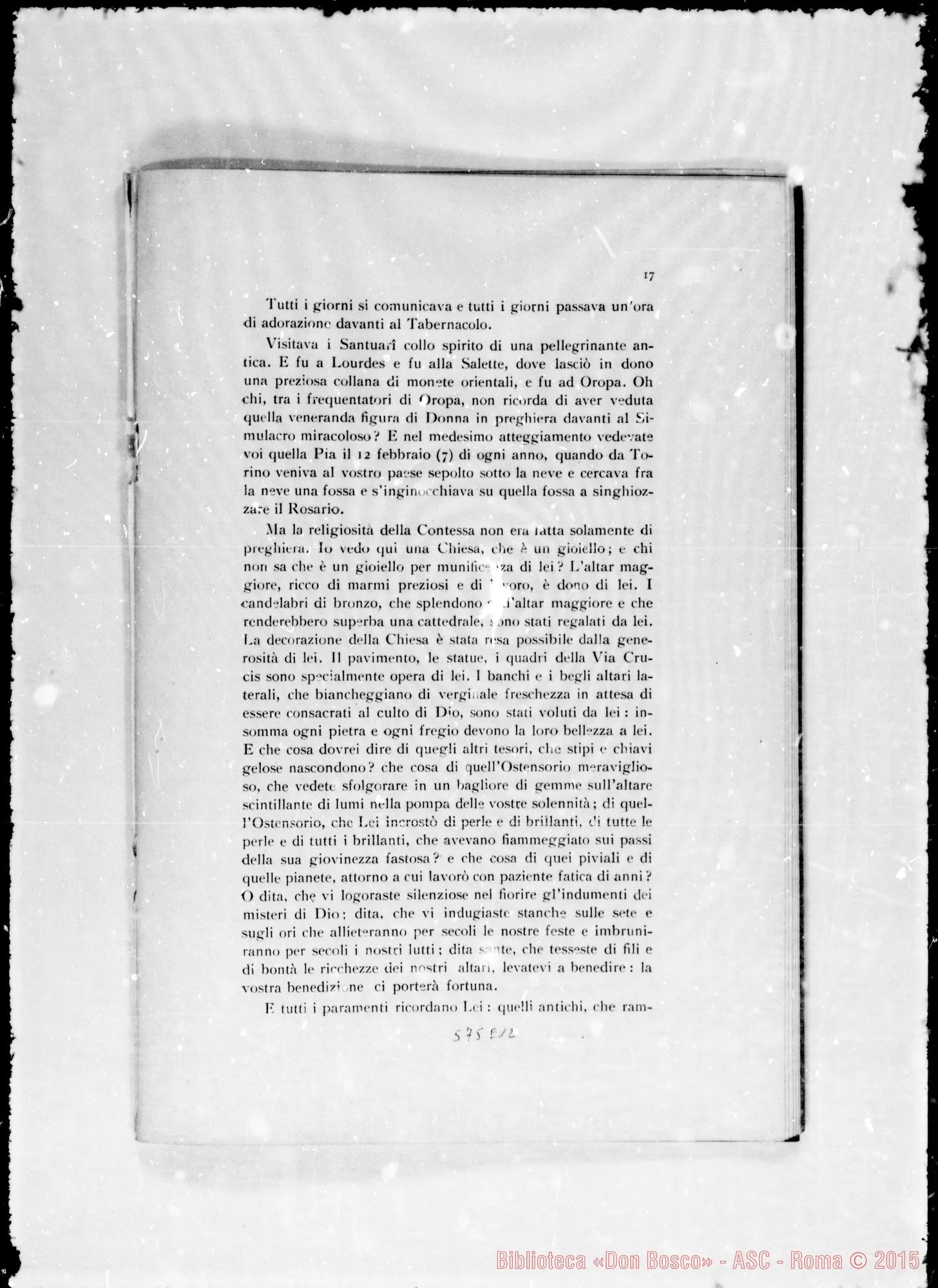 Fotogramma E 12 — Donato (contessa Gabriella De Rege di). Elogio funebre
