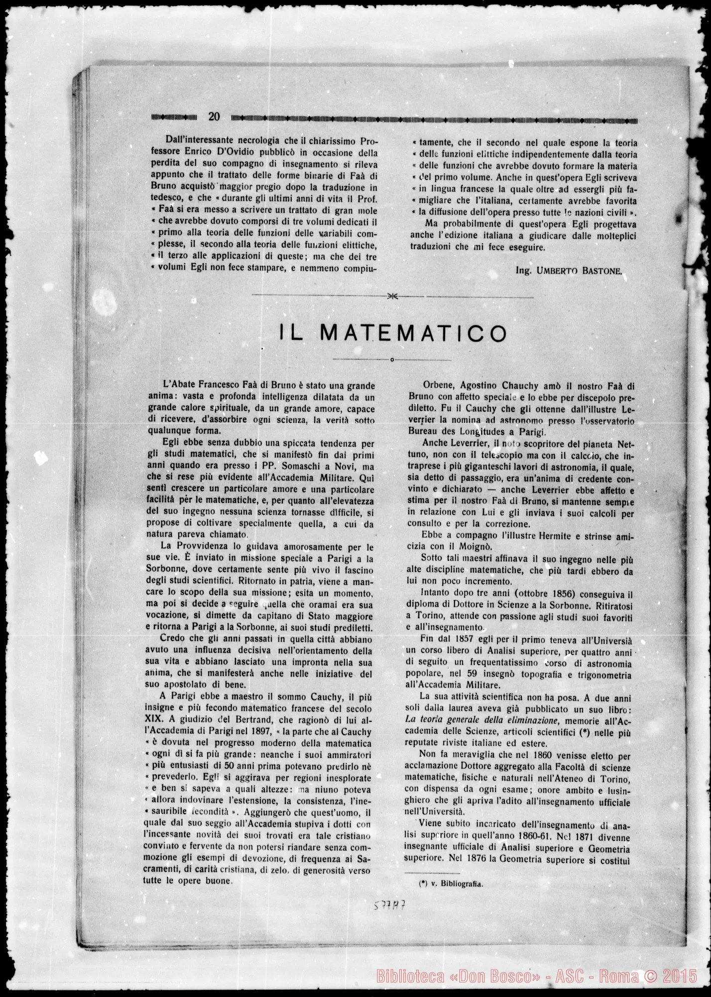 Fotogramma A 7 — Faà di Bruno, sac. «L’uomo E l’opera nel primo centenario della sua nascita»