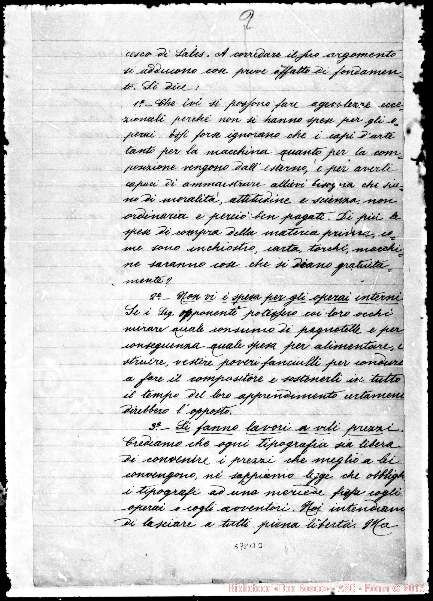 Fotogramma B 3 — Favaie. «Osservazioni del Sac. Bosco sopra alcune asserzioni…»