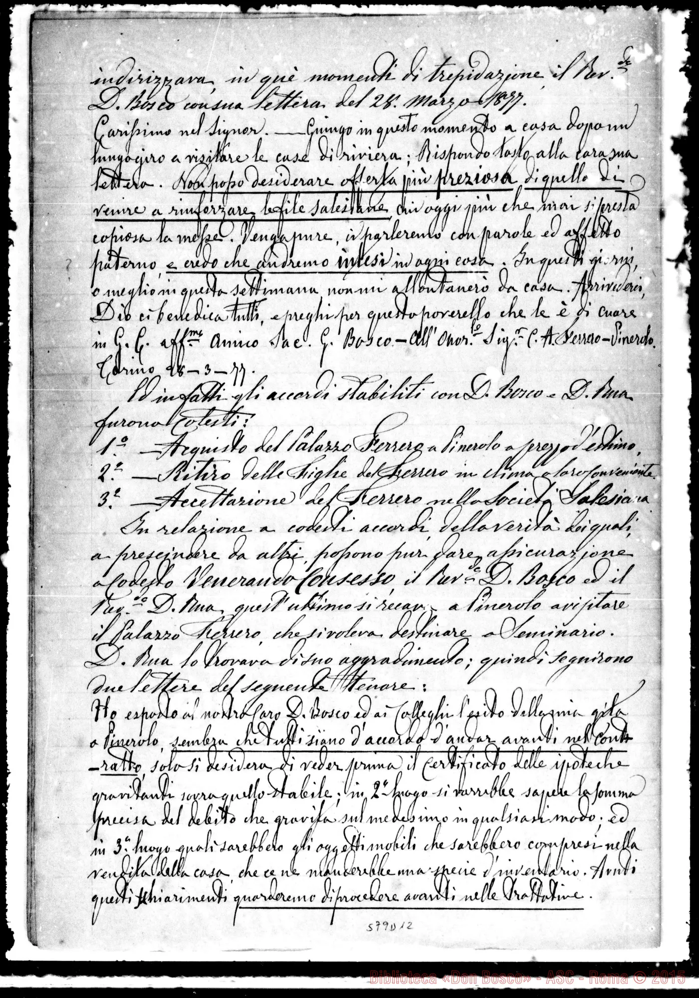 Fotogramma D 12 — Ferrerò: Al Venerando Consesso del Capitolo Sup. della Società Salesiana…
