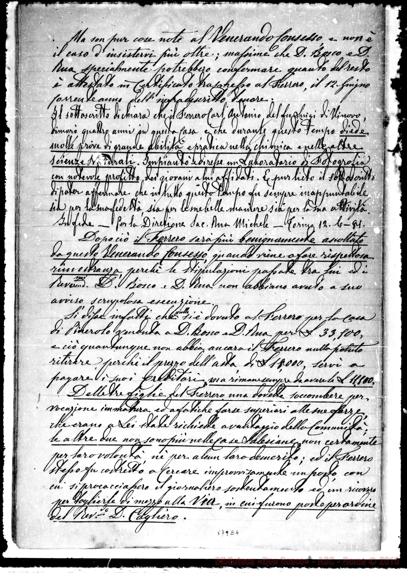 Fotogramma E 4 — Ferrerò: Al Venerando Consesso del Capitolo Sup. della Società Salesiana…