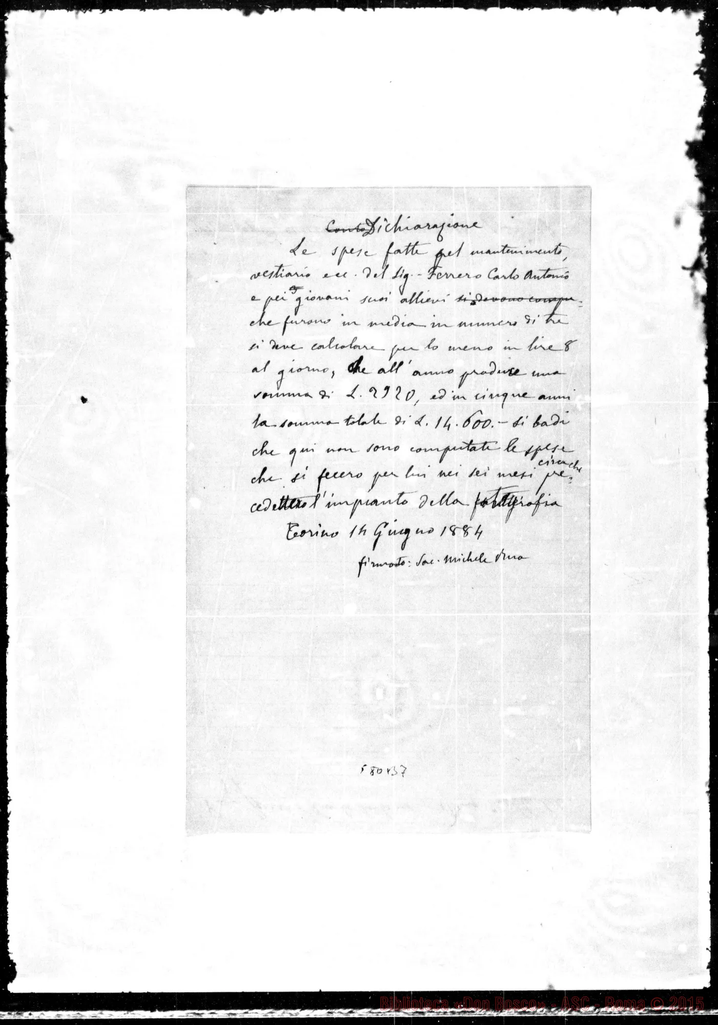 Fotogramma B 7 — Dichiarazione. Copia