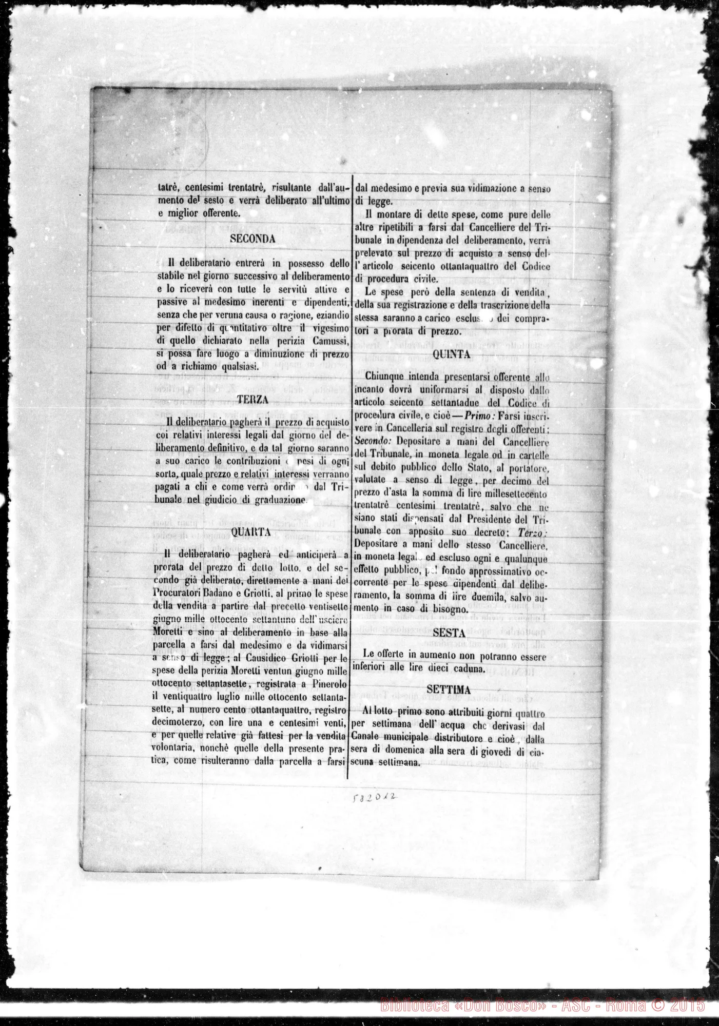 Fotogramma D 12 — Tribunale… di Pinerolo: Bando… di uno stabile…
