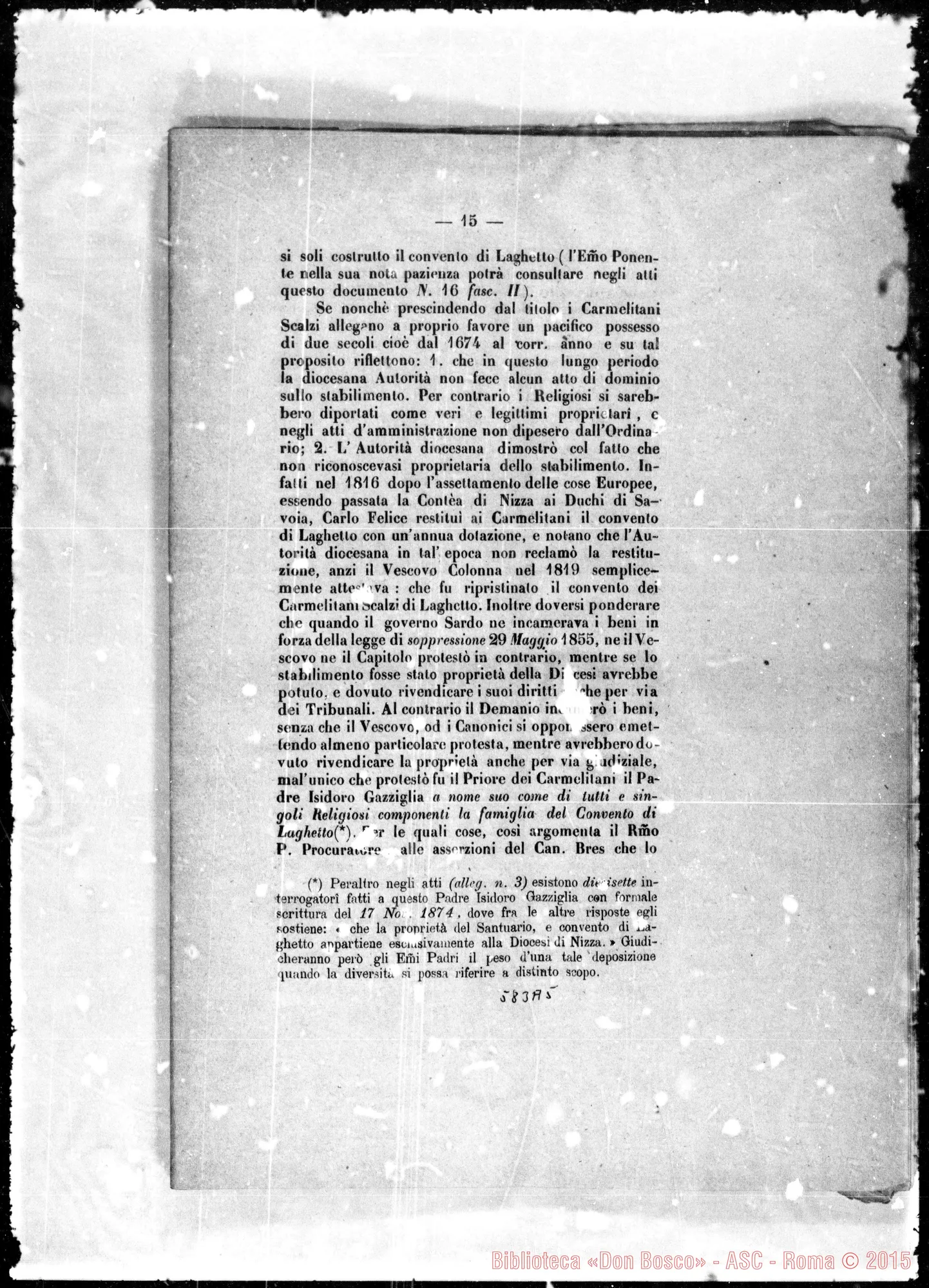 Fotogramma A 5 — Ferrieri Innocenzo, card.: S.C.VV. E RR.: «Sulle Alpi marittime…»