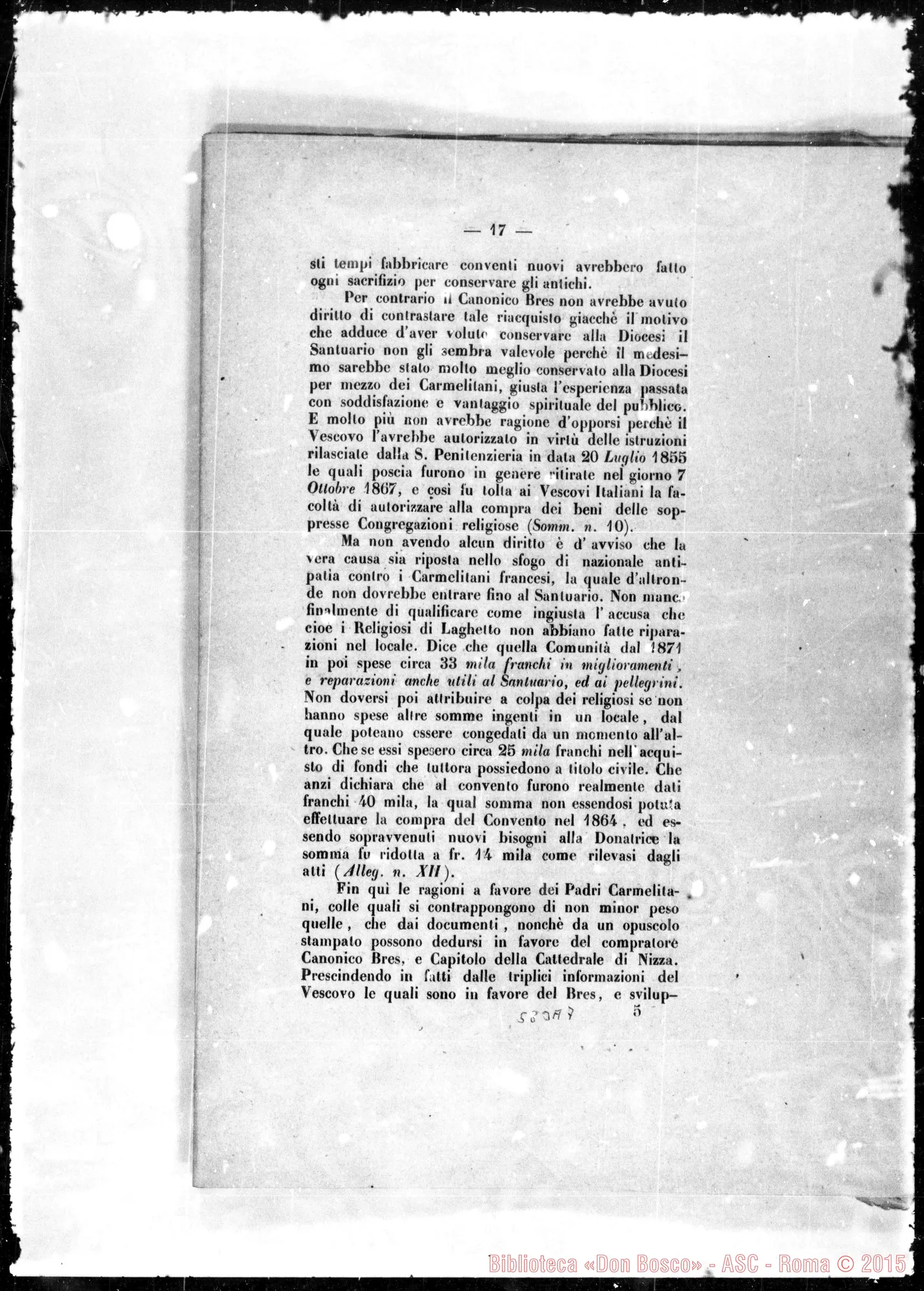 Fotogramma A 7 — Ferrieri Innocenzo, card.: S.C.VV. E RR.: «Sulle Alpi marittime…»