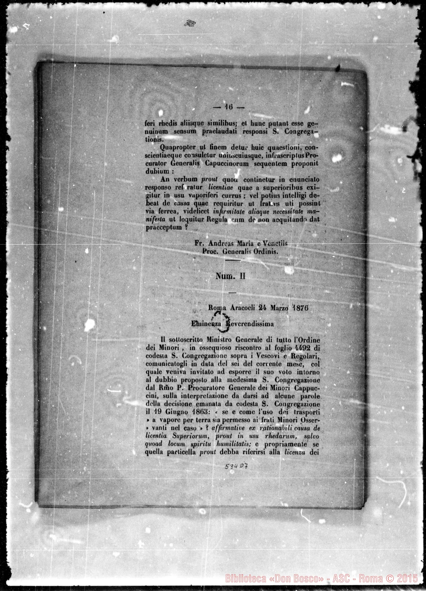 Fotogramma D 7 — S.C.VV. E RR.: «Nella Generale Congregazione…»
