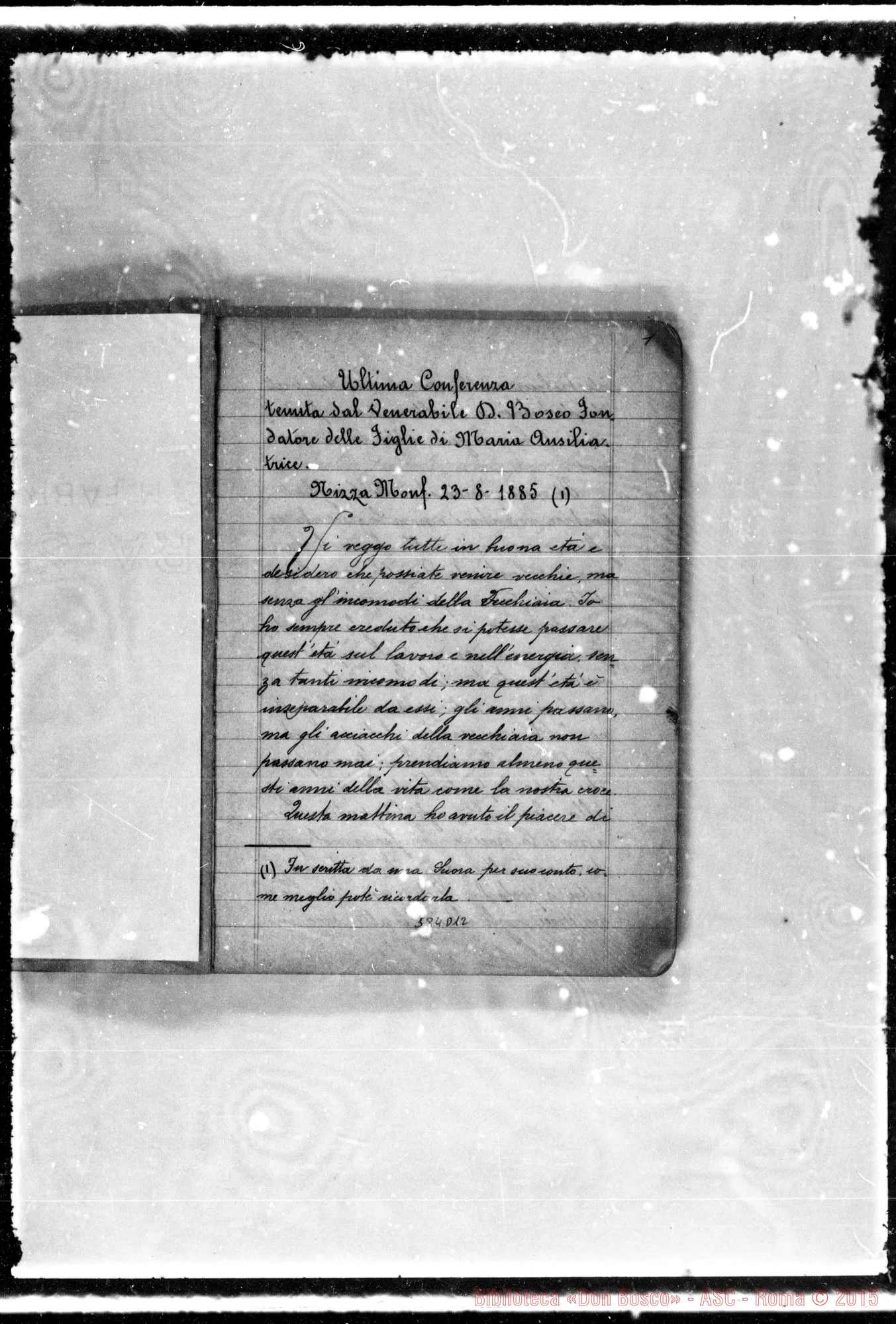 Fotogramma D 12 — Figlie di Maria Ausiliatrice: Testimonianze su Don Bosco. Quaderno nero