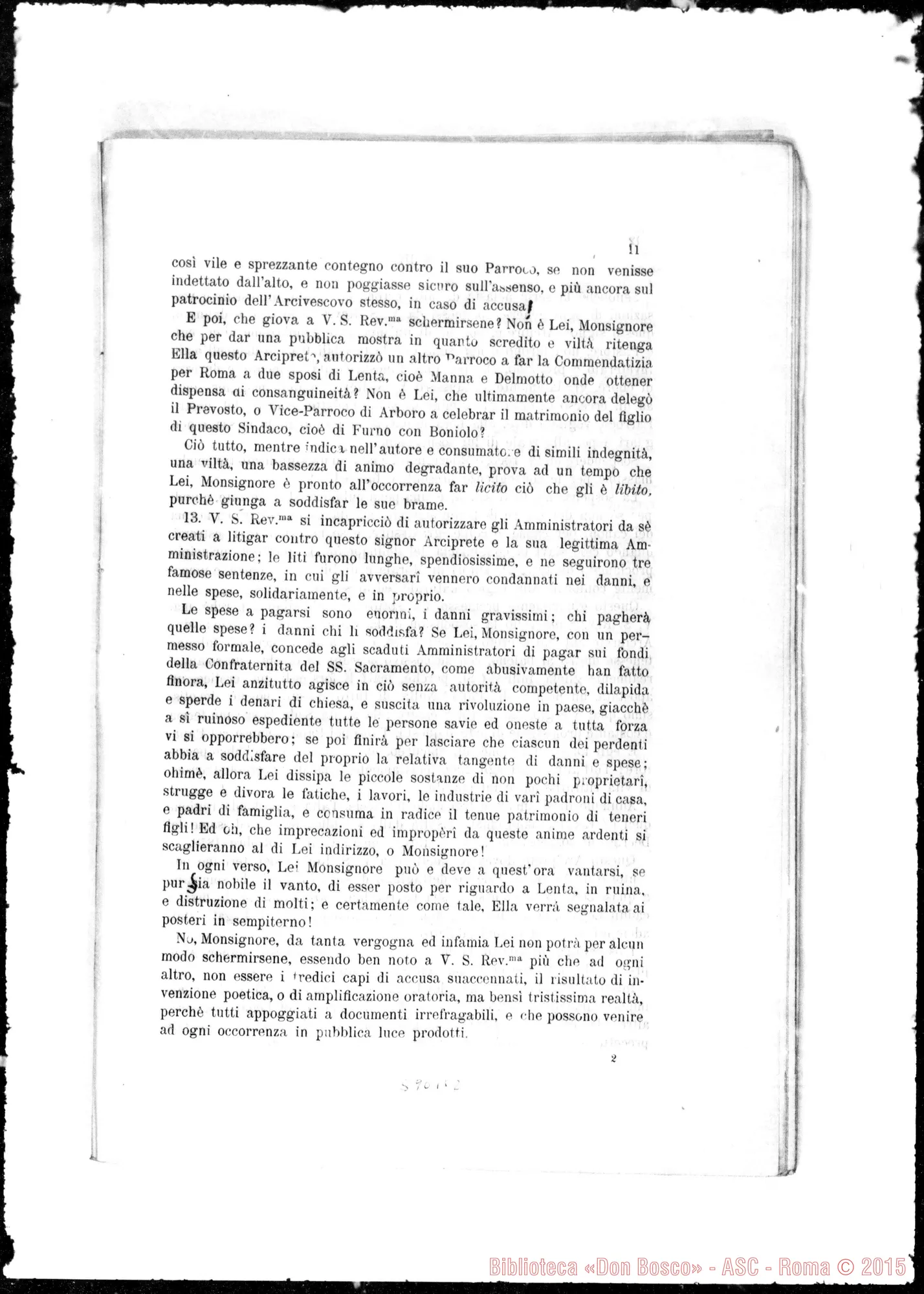 Fotogramma B 2 — Fissore Celestino Matteo, vesc.: Reclami della Fabbriceria Parrocchiale…