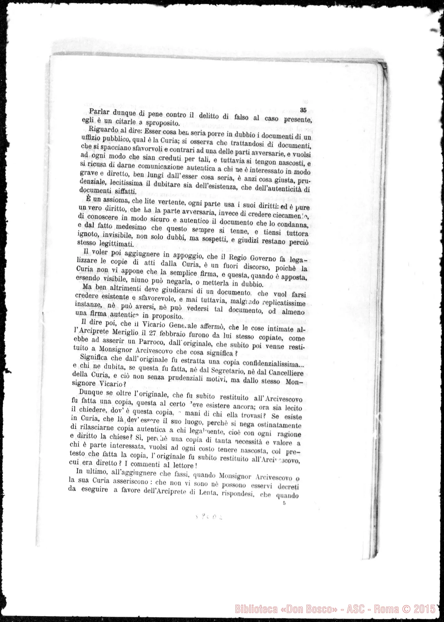 Fotogramma D 2 — Fissore Celestino Matteo, vesc.: Reclami della Fabbriceria Parrocchiale…