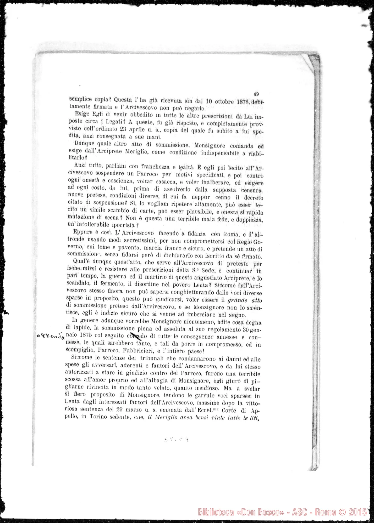Fotogramma E 4 — Fissore Celestino Matteo, vesc.: Reclami della Fabbriceria Parrocchiale…