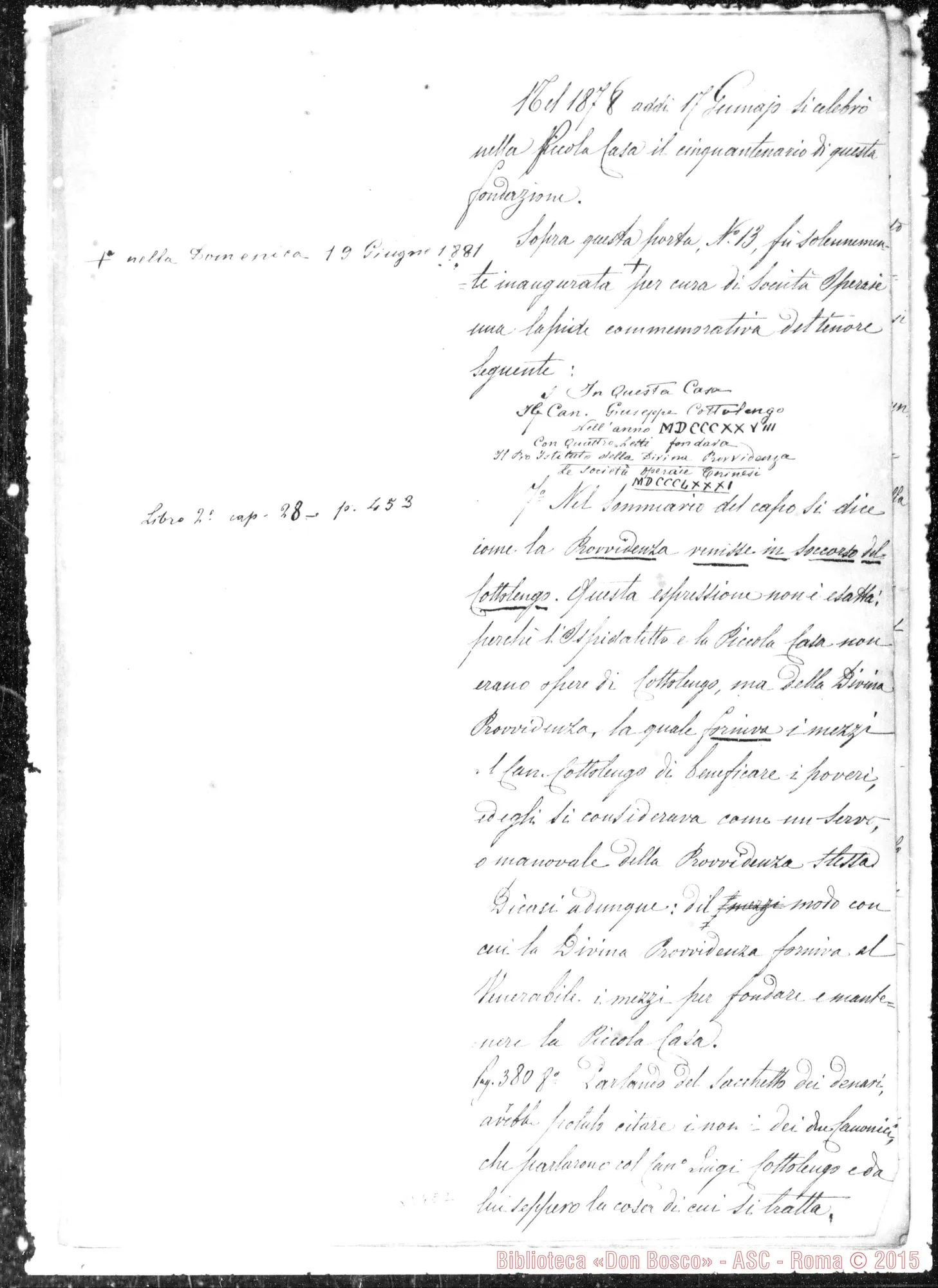 Fotogramma E 2 — Cottolengo. Osservazioni sopra la vita del V. Cottolengo scritta da L. Gastaldi