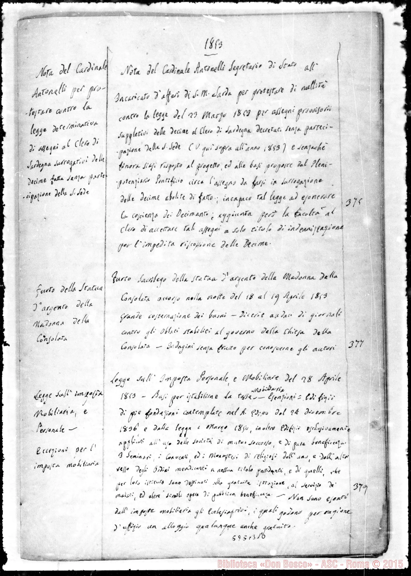 Fotogramma B 10 — Cronistoria (1851-1863)