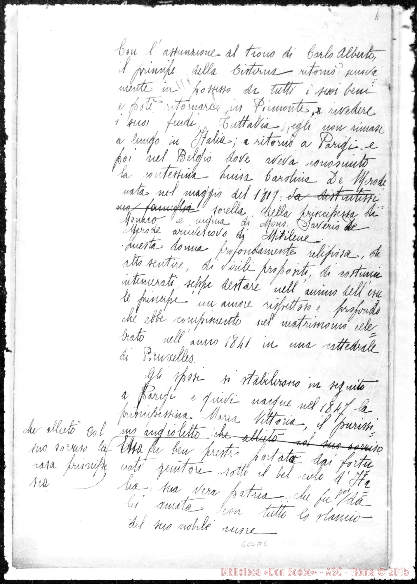 Fotogramma A 2 — Maria Vittoria, duchessa. Notizie biografiche. Ms.
