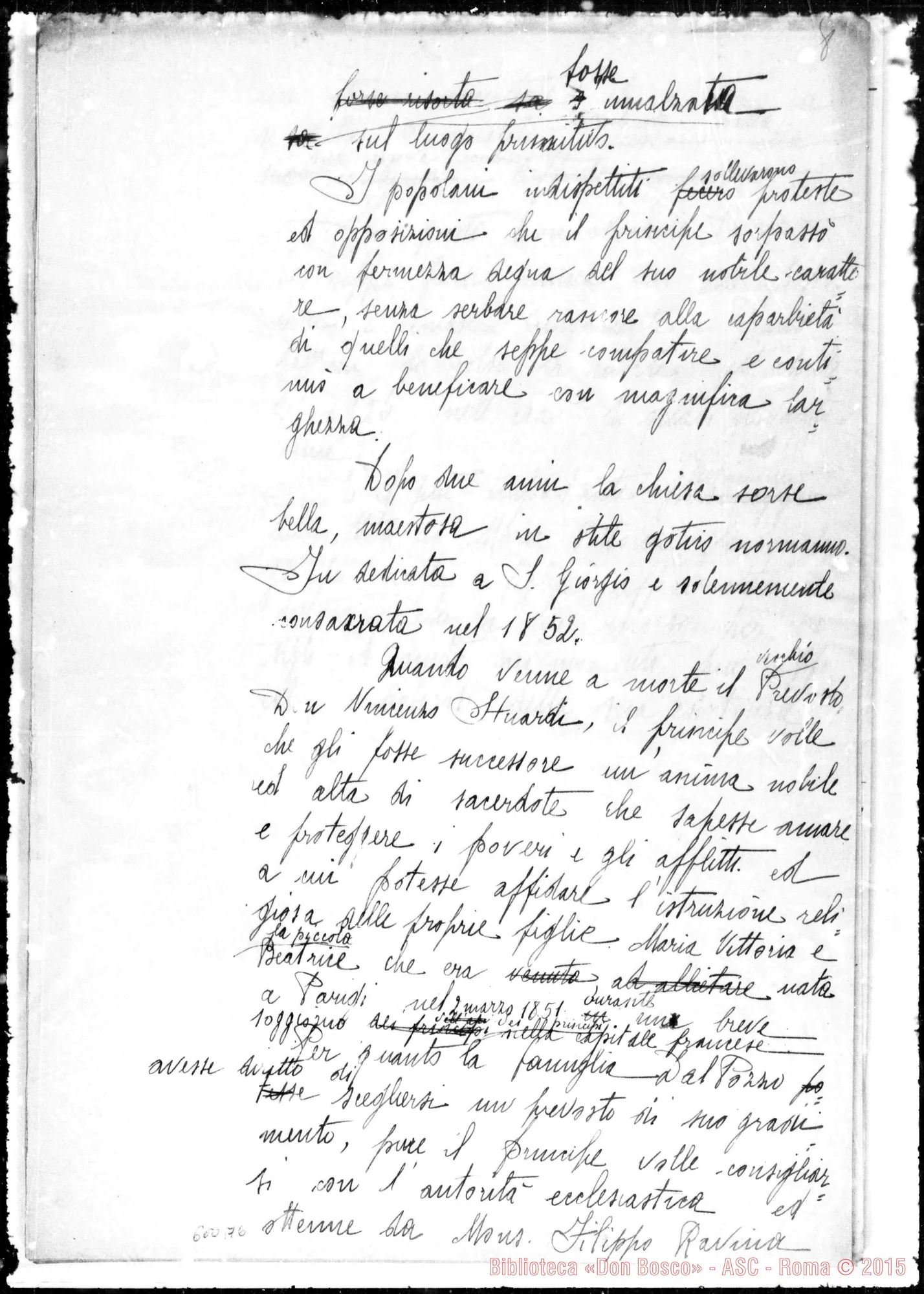 Fotogramma A 6 — Maria Vittoria, duchessa. Notizie biografiche. Ms.