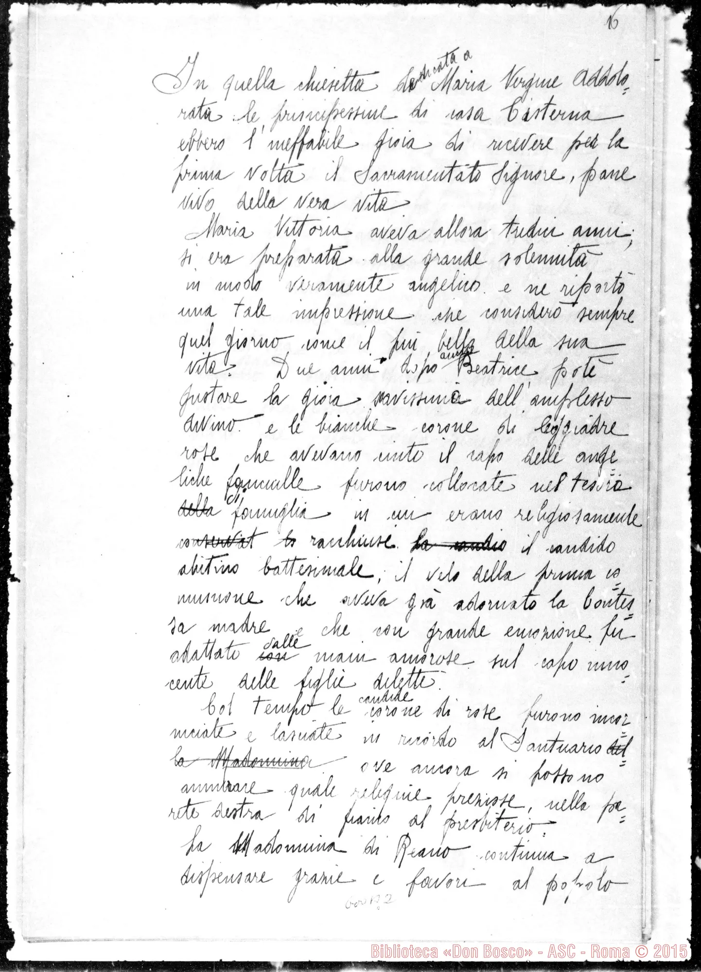 Fotogramma B 2 — Maria Vittoria, duchessa. Notizie biografiche. Ms.