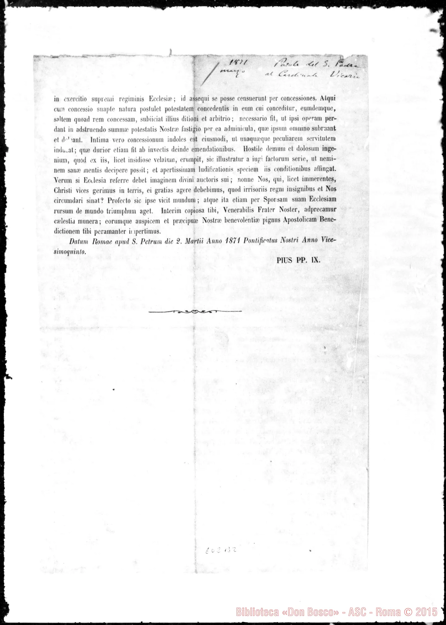Fotogramma B 2 — Pio IX. Lettere apostoliche A vescovi