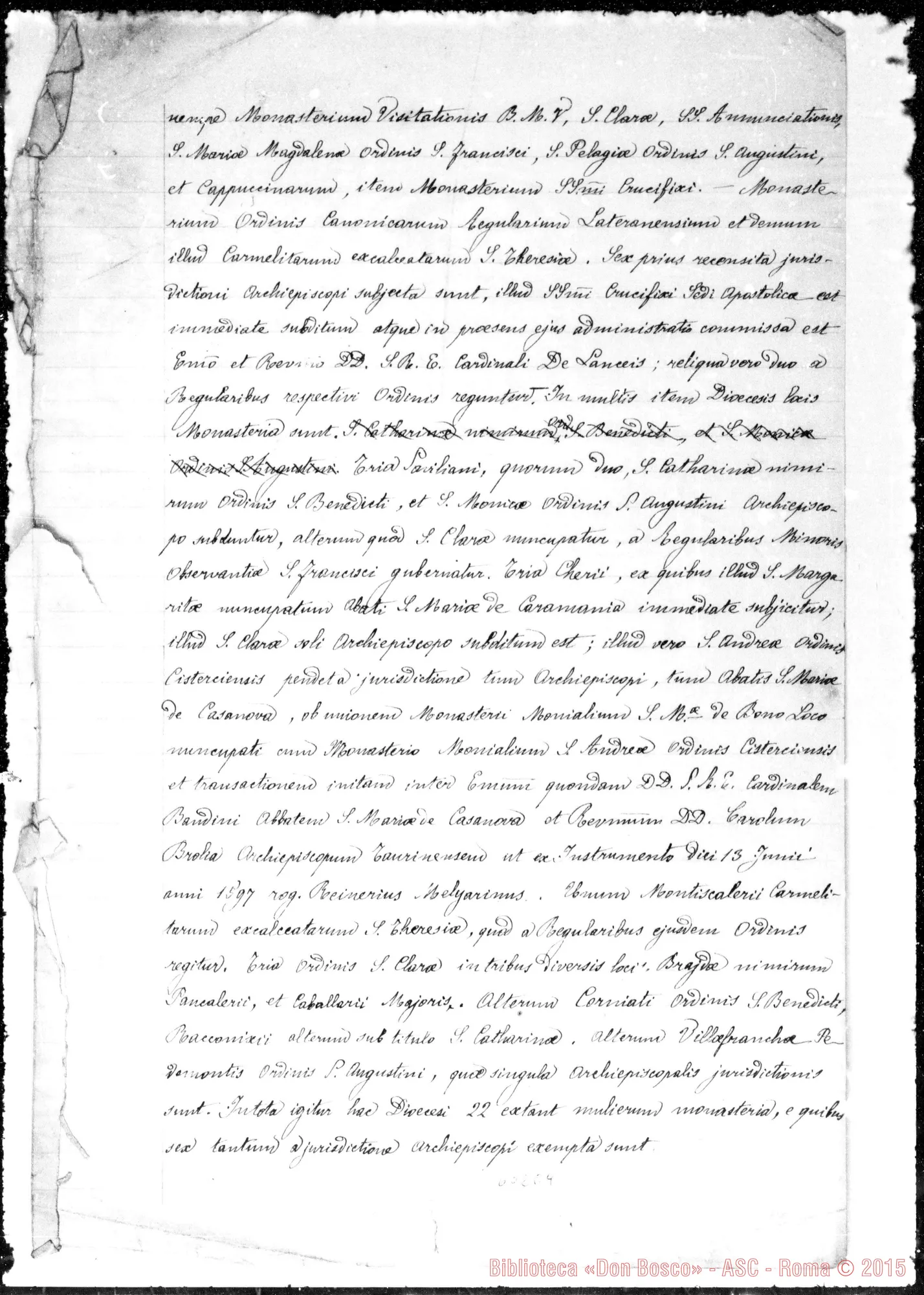 Fotogramma E 4 — Relazione Diocesana all’Elemosiniere Reale