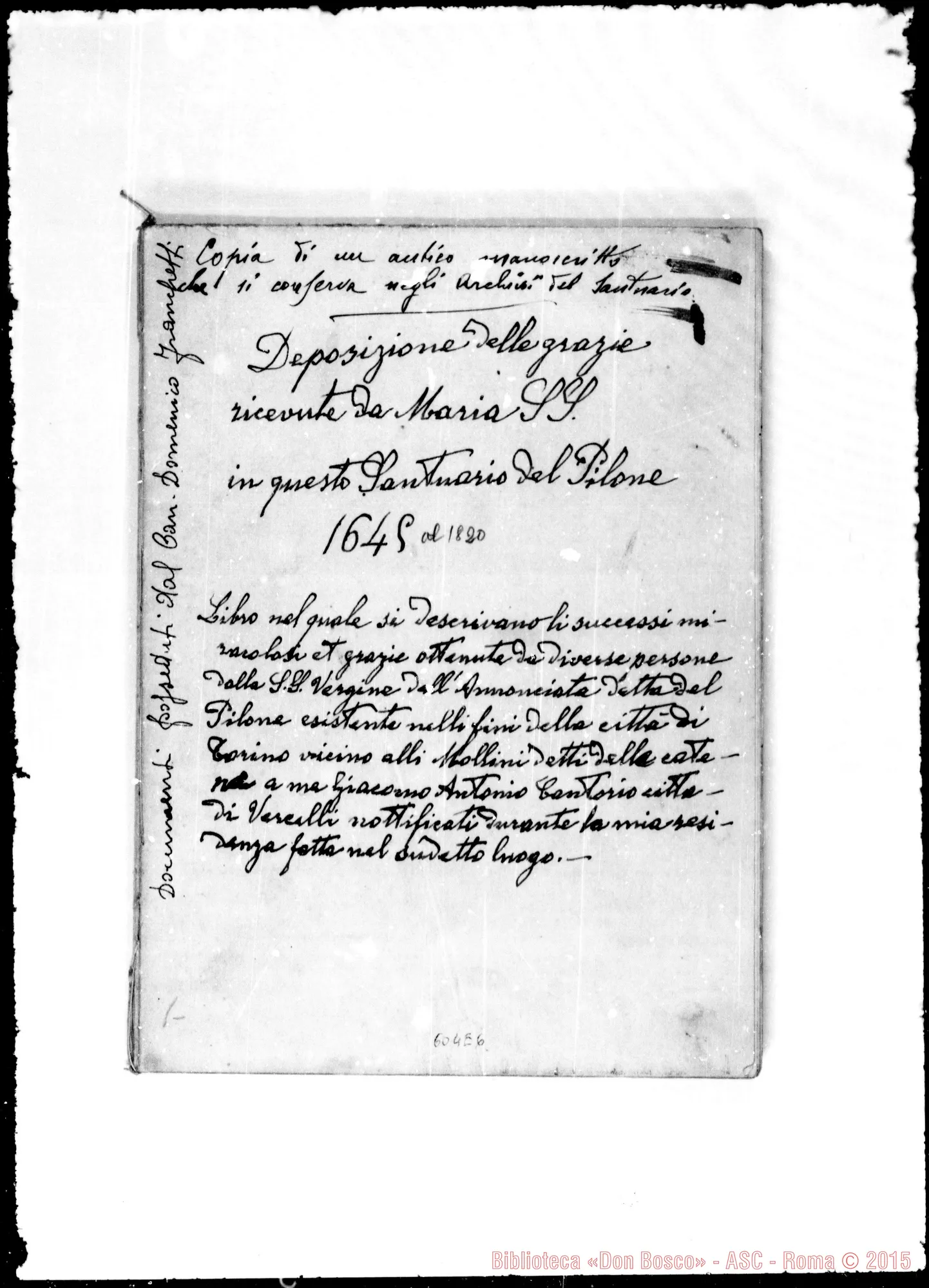 Fotogramma E 6 — Santuario dei Pilone. Grazie ricevute: Deposizione