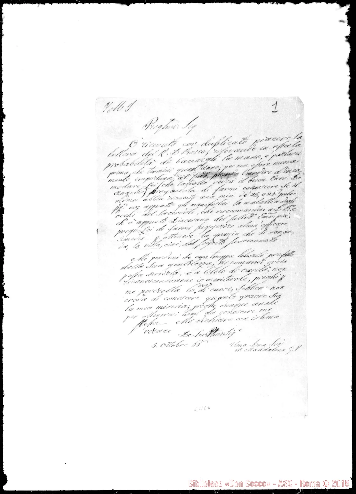 Fotogramma E 4 — Galletti Maddalena, suora. Lettere: Mad. Galleffi-Cav. Oreglia