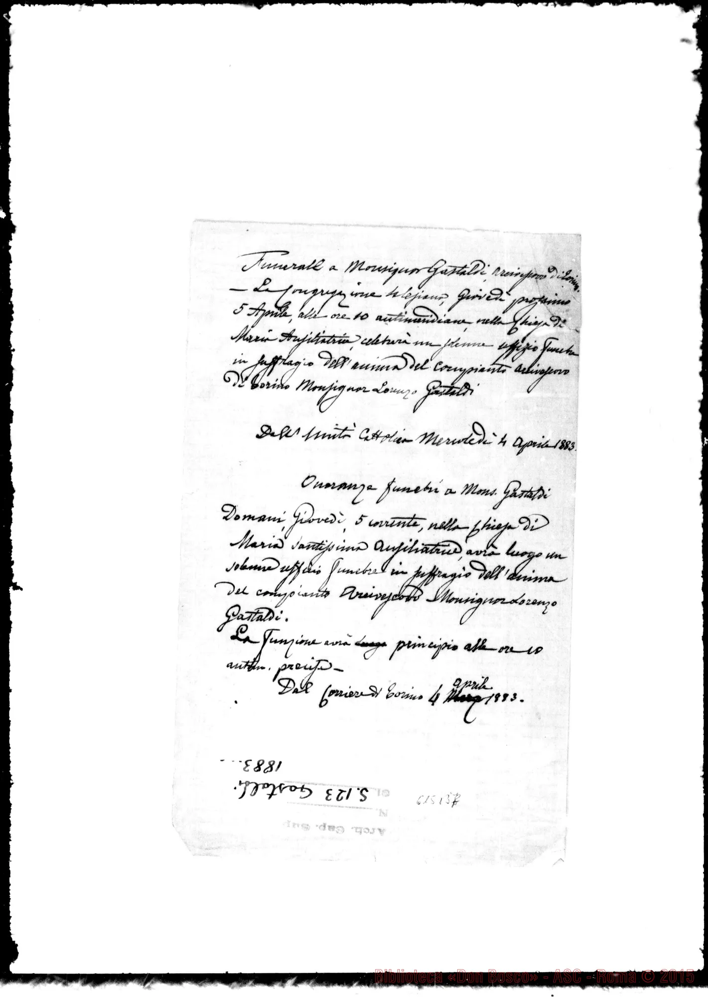 Fotogramma B 7 — Funerale A Mons. Gastaldi