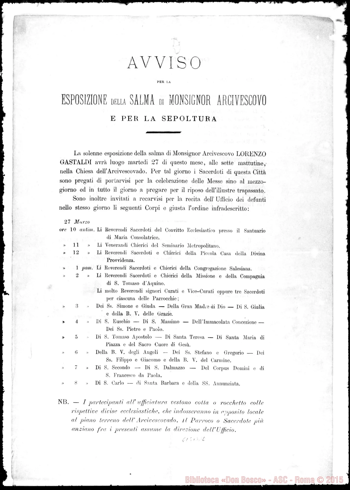 Fotogramma B 10 — Esposizione della Salma di Mons. Arcivesc.