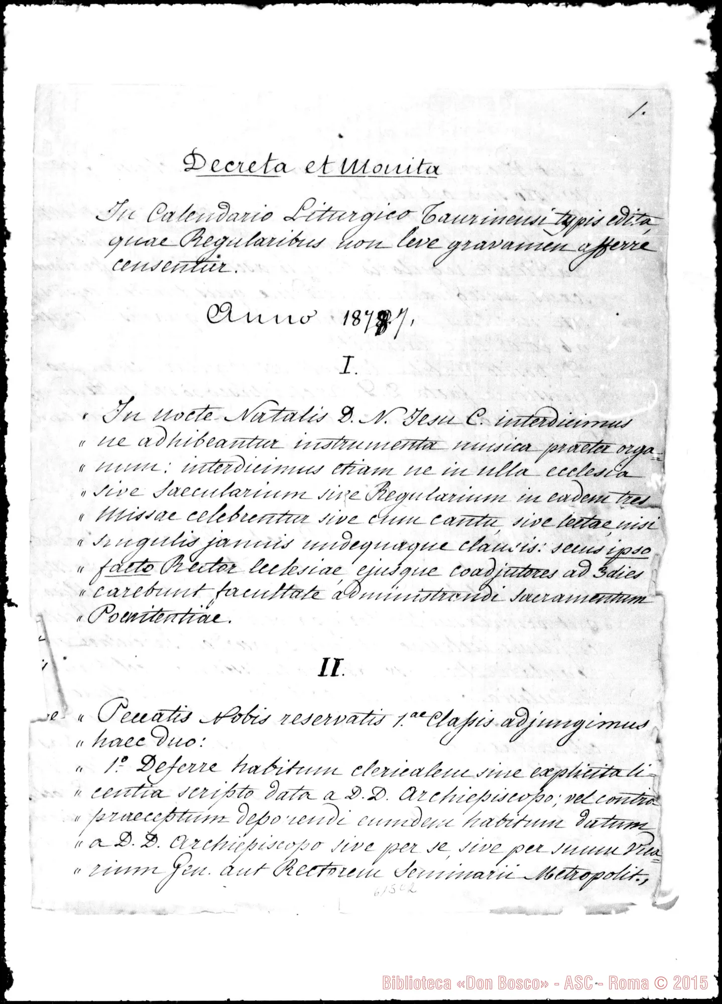 Fotogramma C 2 — Decreta E monita di Mons. Gastaldi