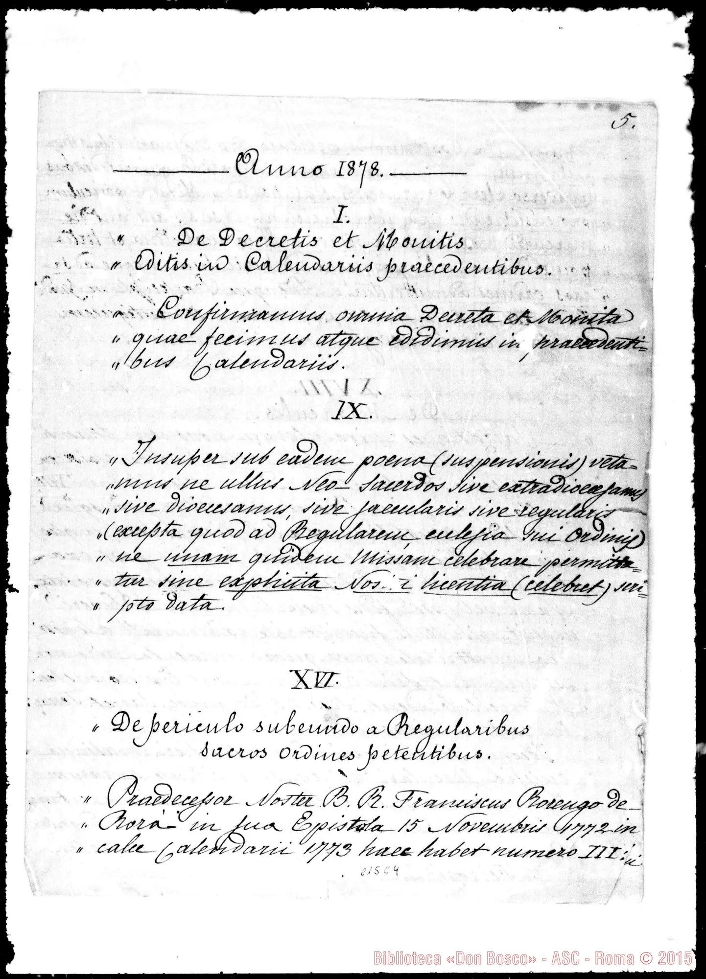 Fotogramma C 4 — Decreta E monita di Mons. Gastaldi
