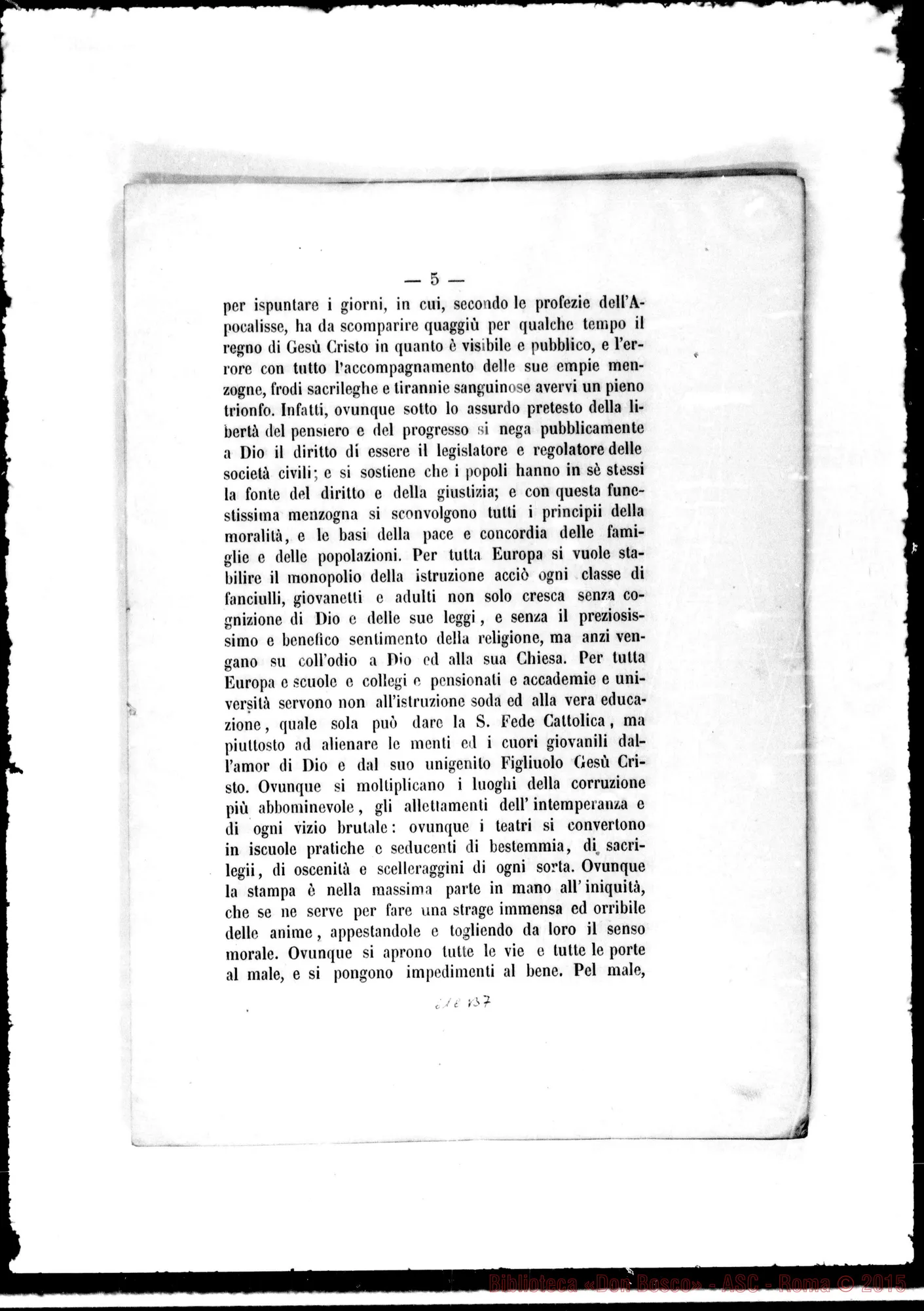Fotogramma B 7 — Quaresima E Giubileo del 1875. Con note ms.