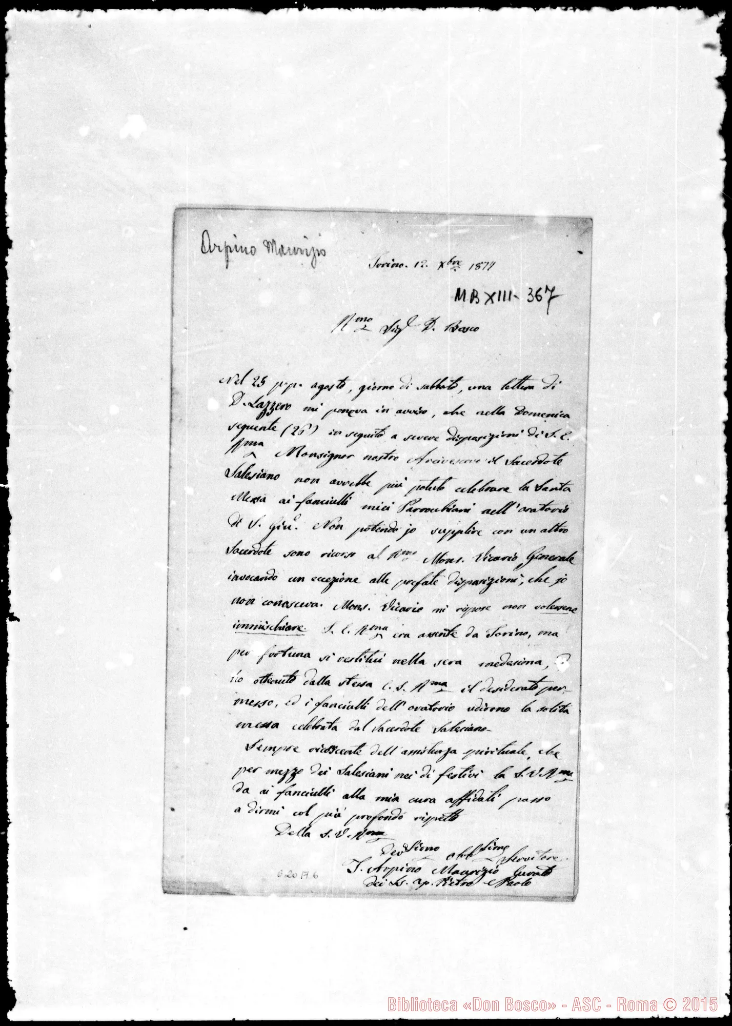 Fotogramma A 6 — Arpino Maurizio-Bosco. 12-12-1877