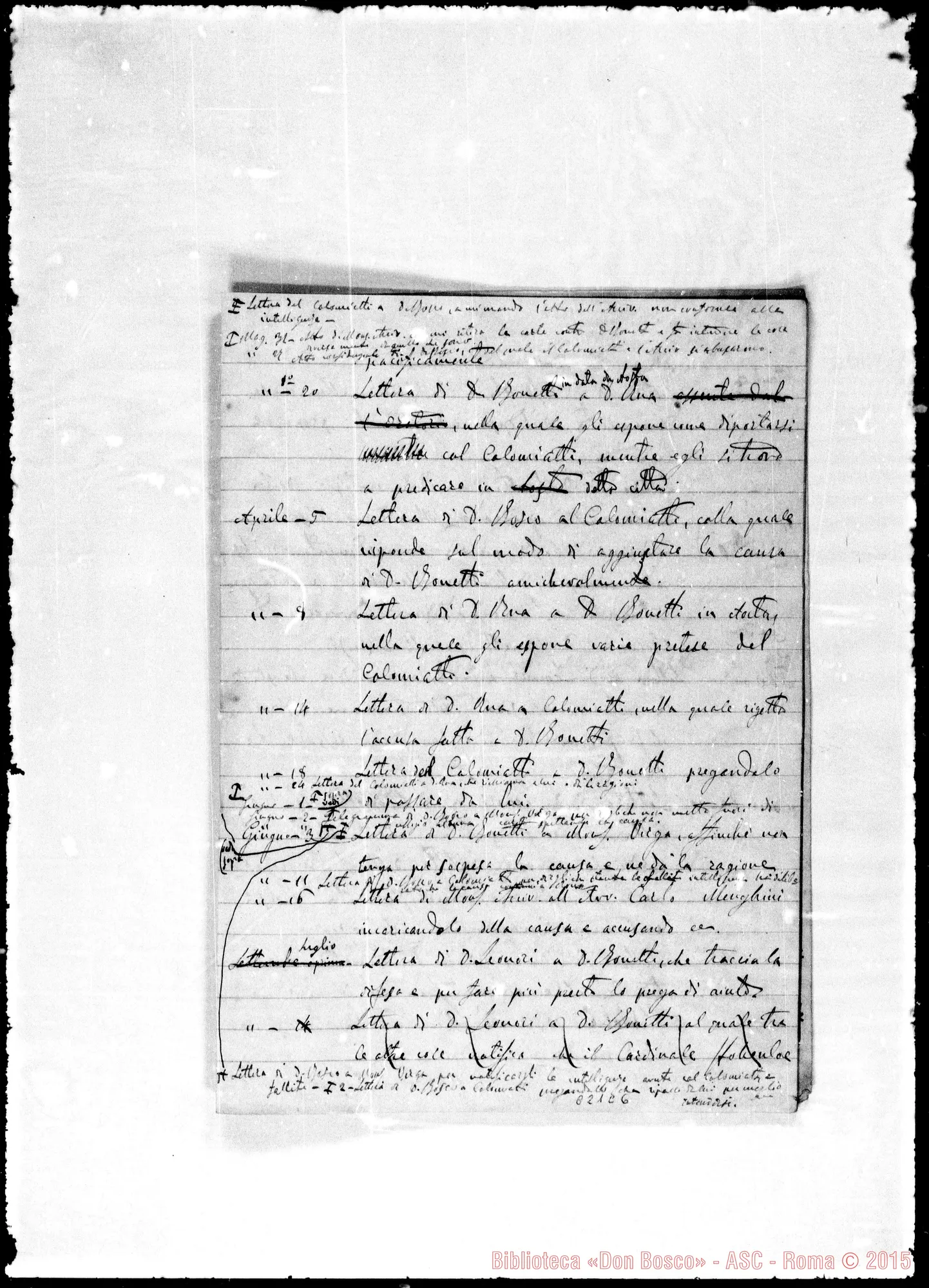 Fotogramma C 6 — Bonetti Giovanni, sac. SDB.: Documenti riguardanti la causa tra Mons. Gastaldi E D. Bonetti. Tre quaderni