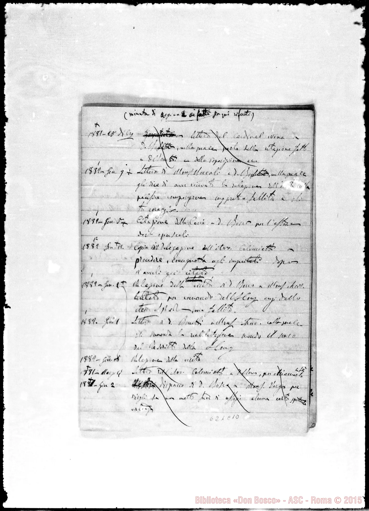 Fotogramma C 10 — Bonetti Giovanni, sac. SDB.: Documenti riguardanti la causa tra Mons. Gastaldi E D. Bonetti. Tre quaderni