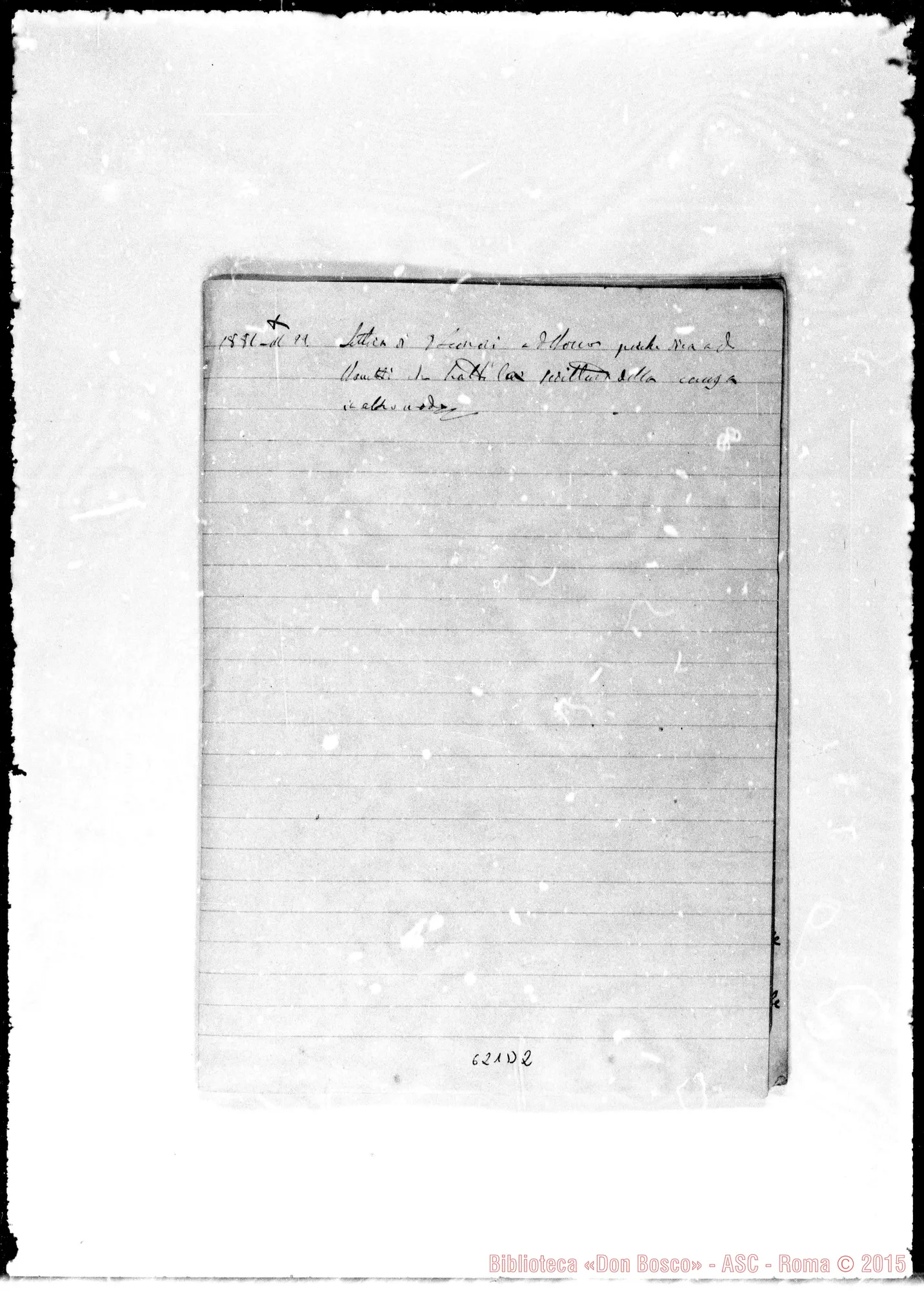 Fotogramma D 2 — Bonetti Giovanni, sac. SDB.: Documenti riguardanti la causa tra Mons. Gastaldi E D. Bonetti. Tre quaderni