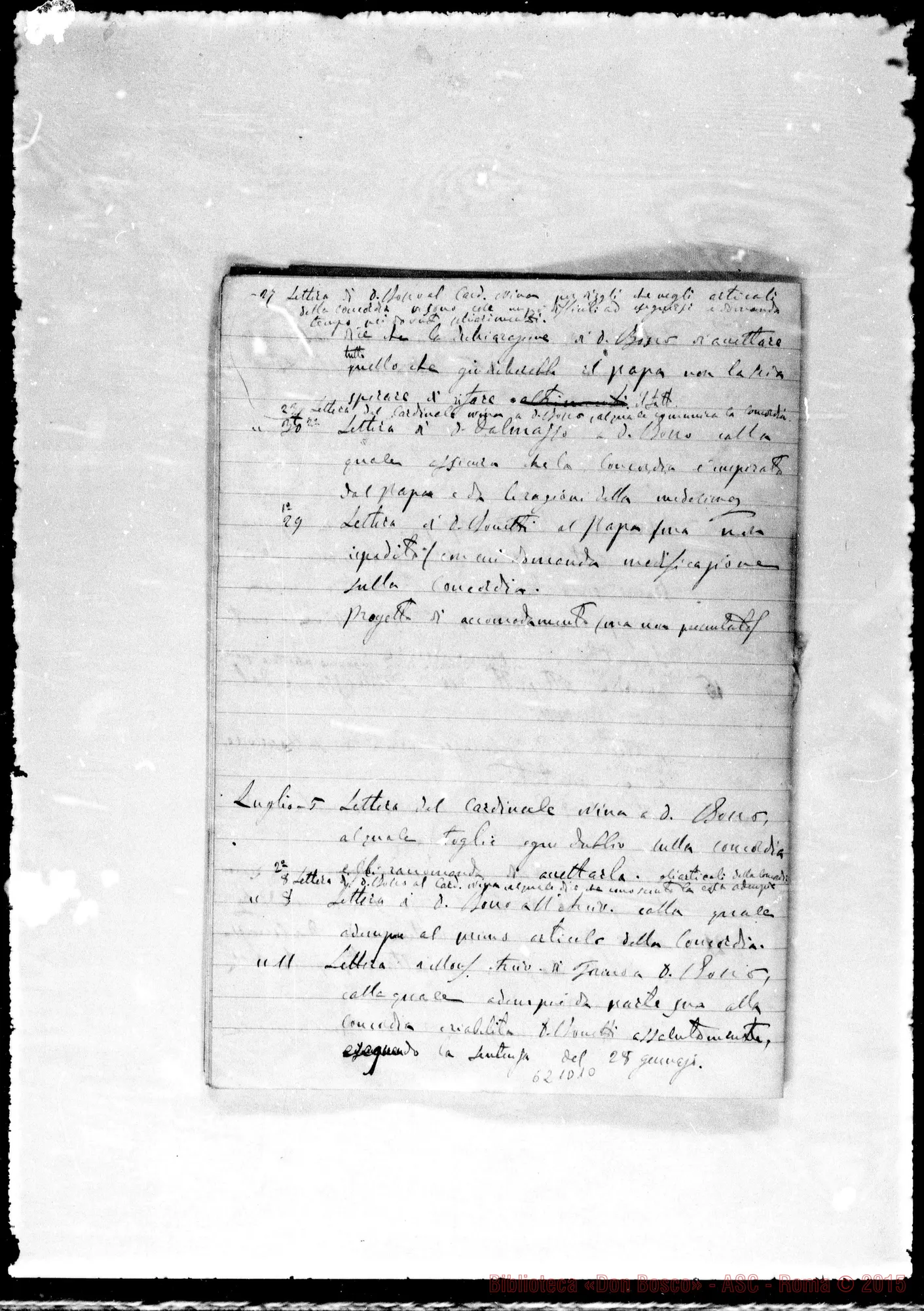 Fotogramma D 10 — Bonetti Giovanni, sac. SDB.: Documenti riguardanti la causa tra Mons. Gastaldi E D. Bonetti. Tre quaderni
