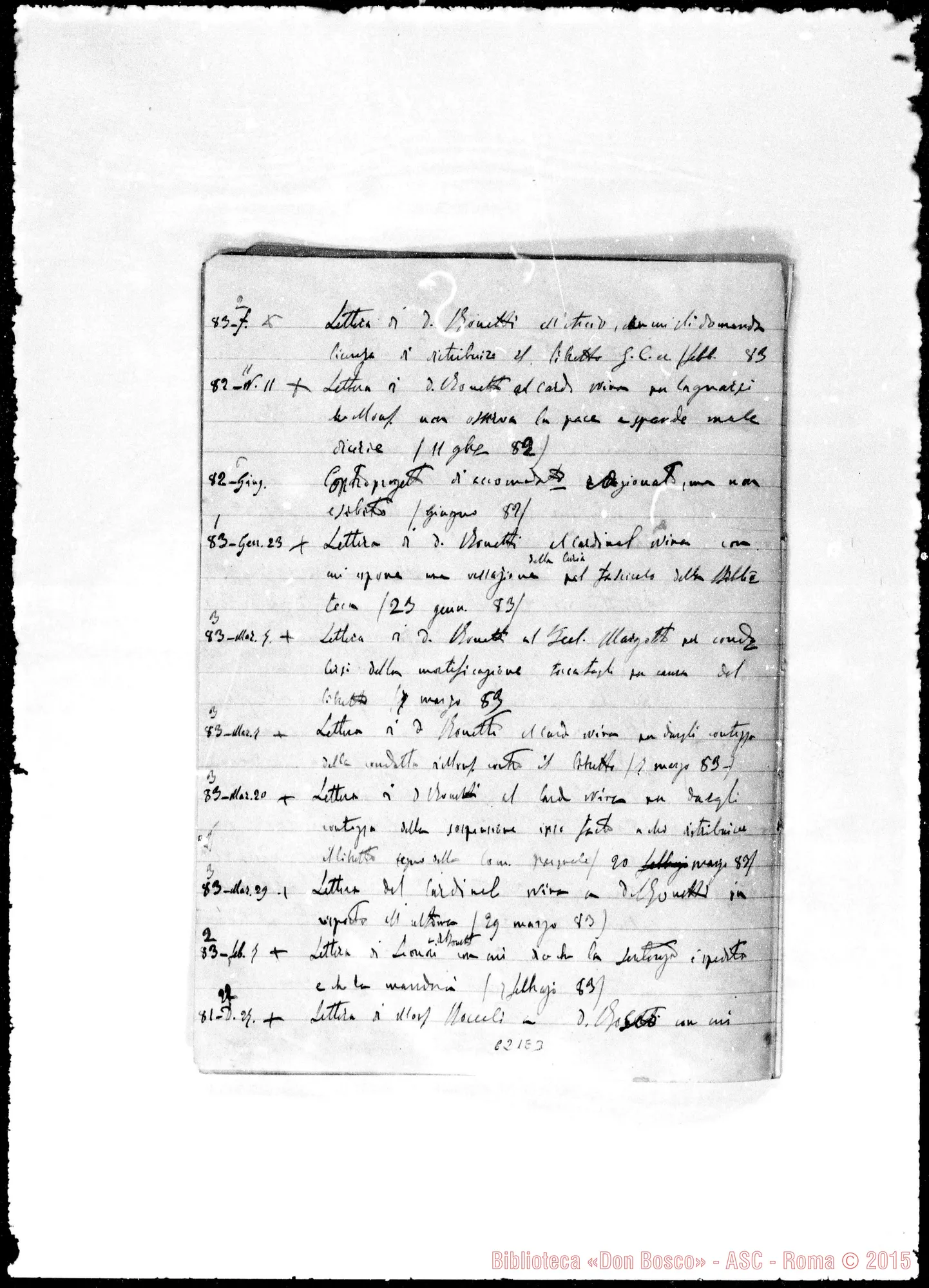 Fotogramma E 3 — Bonetti Giovanni, sac. SDB.: Documenti riguardanti la causa tra Mons. Gastaldi E D. Bonetti. Tre quaderni