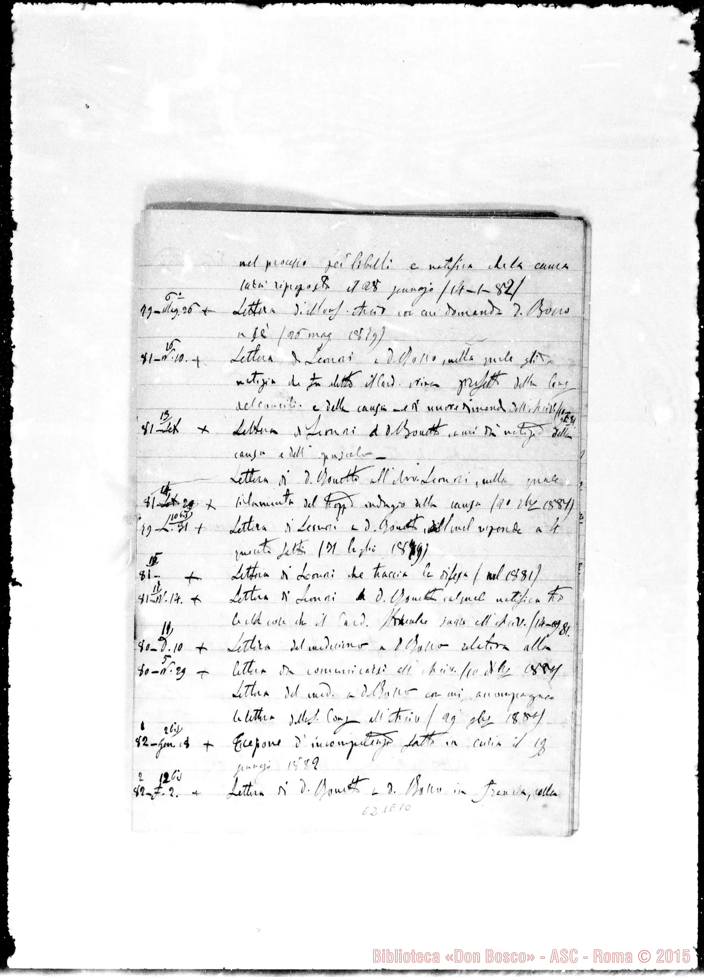 Fotogramma E 10 — Bonetti Giovanni, sac. SDB.: Documenti riguardanti la causa tra Mons. Gastaldi E D. Bonetti. Tre quaderni