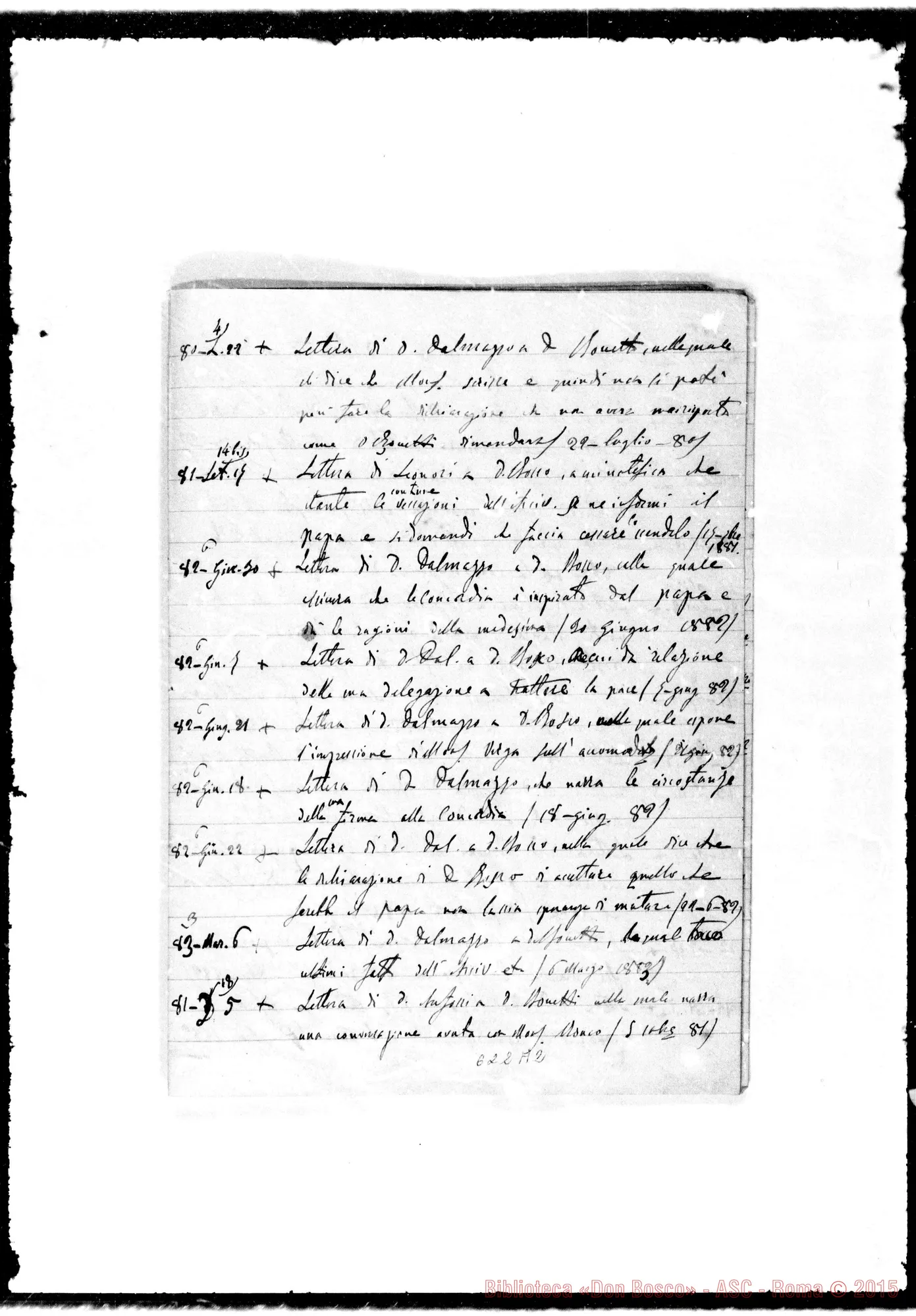 Fotogramma A 2 — Bonetti Giovanni, sac. SDB.: Documenti riguardanti la causa tra Mons. Gastaldi E D. Bonetti. Tre quaderni