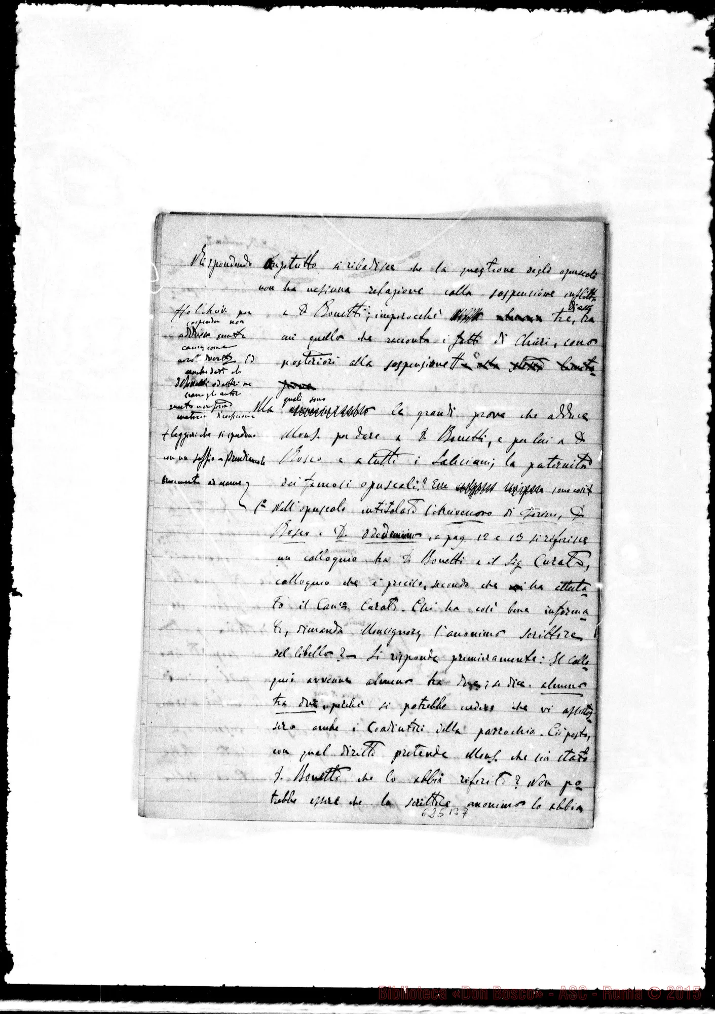 Fotogramma B 7 — Lettera: 29-12-80 Gastaldi-Card. Prefetto. Appunti sopra lettera
