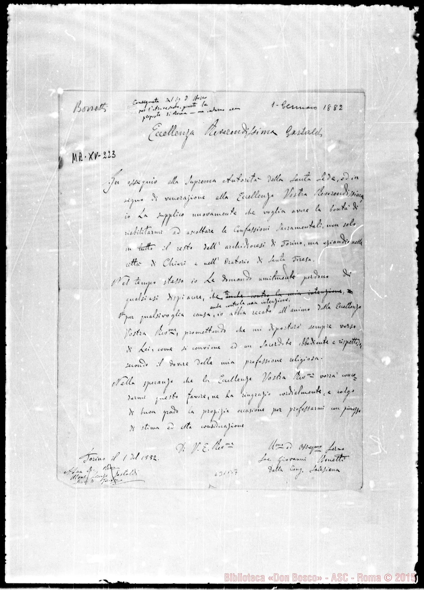 Fotogramma B 7 — >»-Gastaldi. 1- 1-1882 .