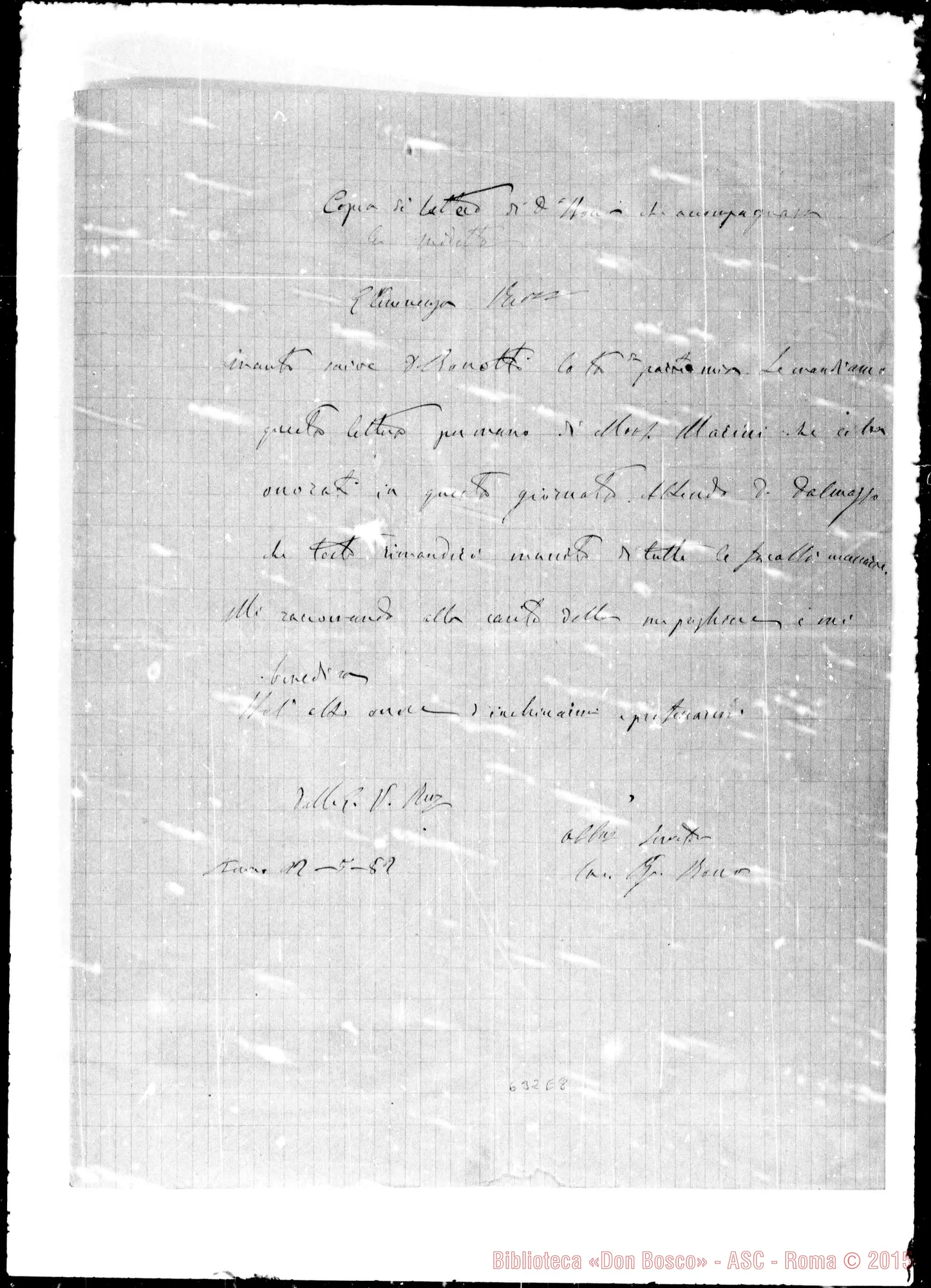 Fotogramma E 8 — »-Nina. 22- 5-1882. Acclusa copia lettera Bosco