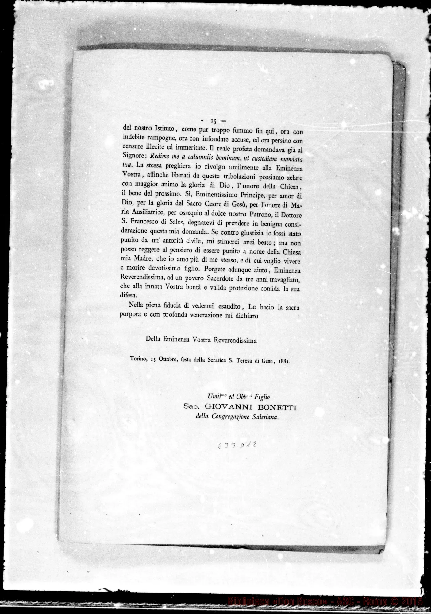 Fotogramma D 12 — Bonetti: Pro Memoria. 15-10-1881
