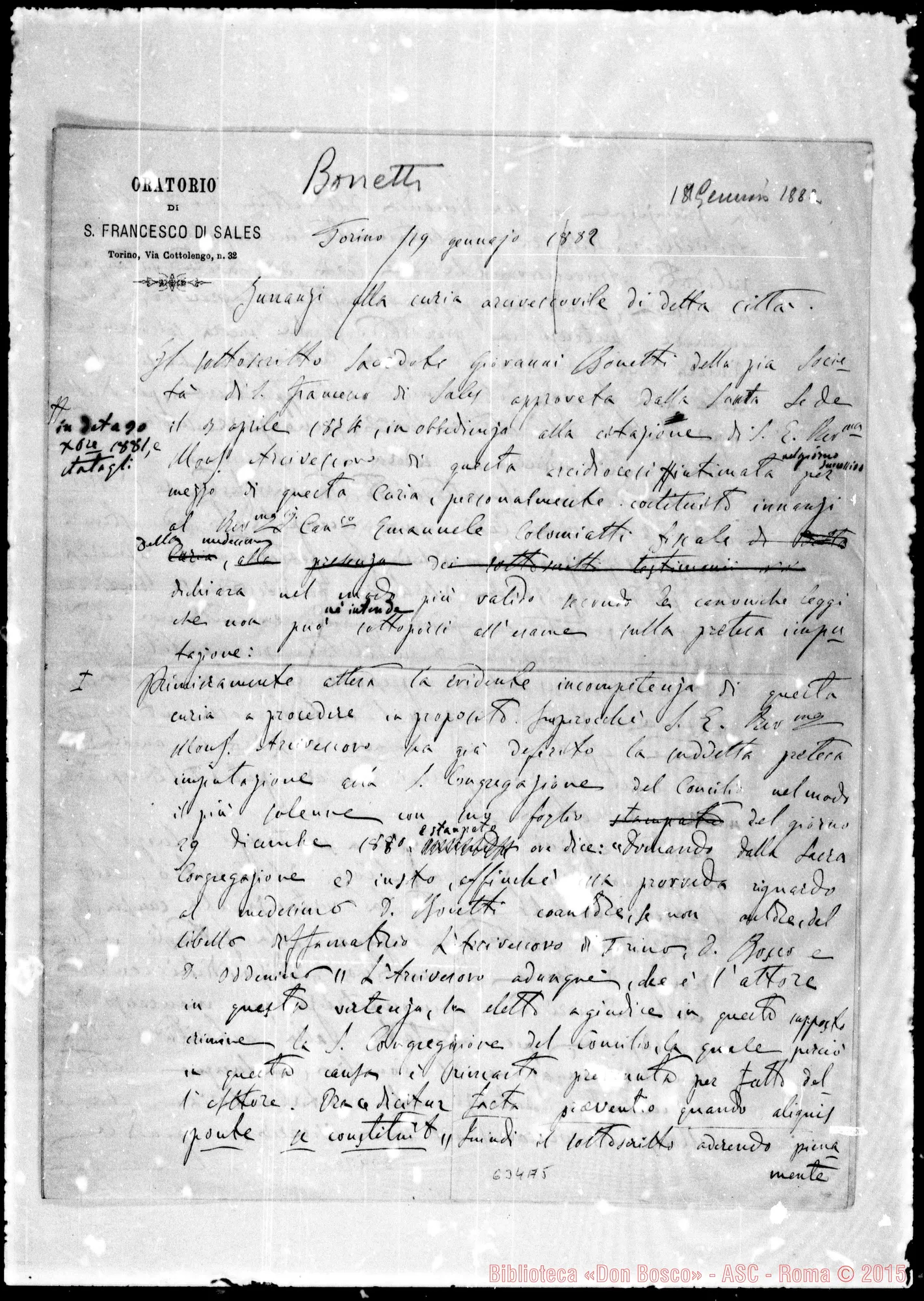 Fotogramma A 5 — Bonetti: Rifiuta. 19- 1-1882